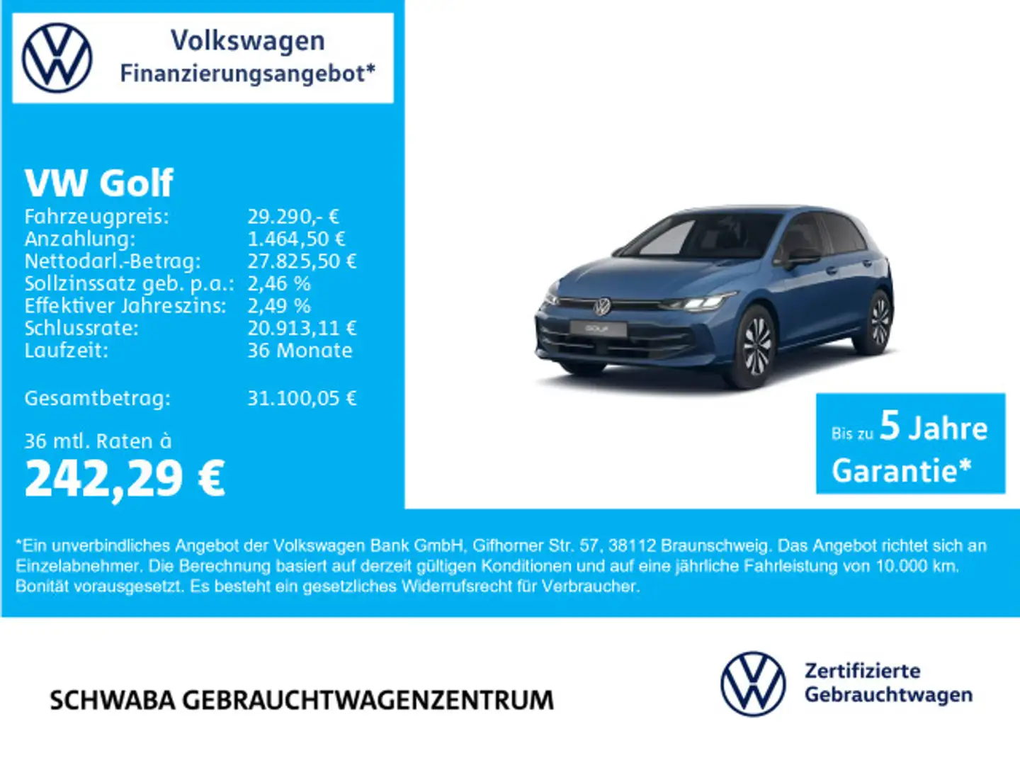 Volkswagen Golf VIII Goal 2.0 TDI DSG Bleu - 1