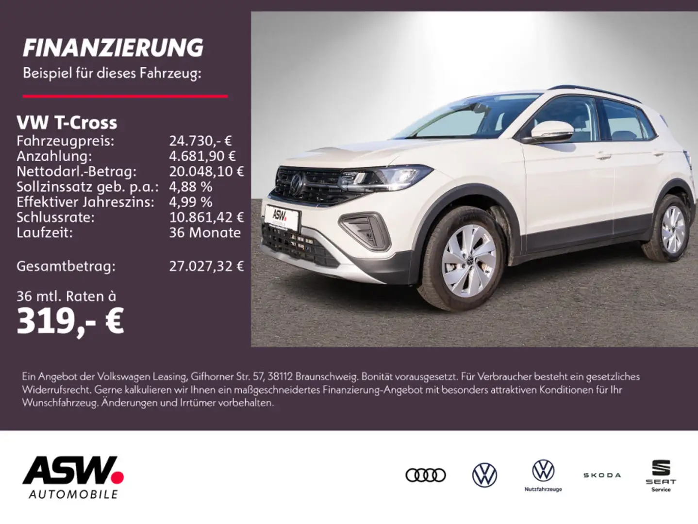 Volkswagen T-Cross Life 1,0 TSI Navi AHK Klima SHZ LED Grau - 1