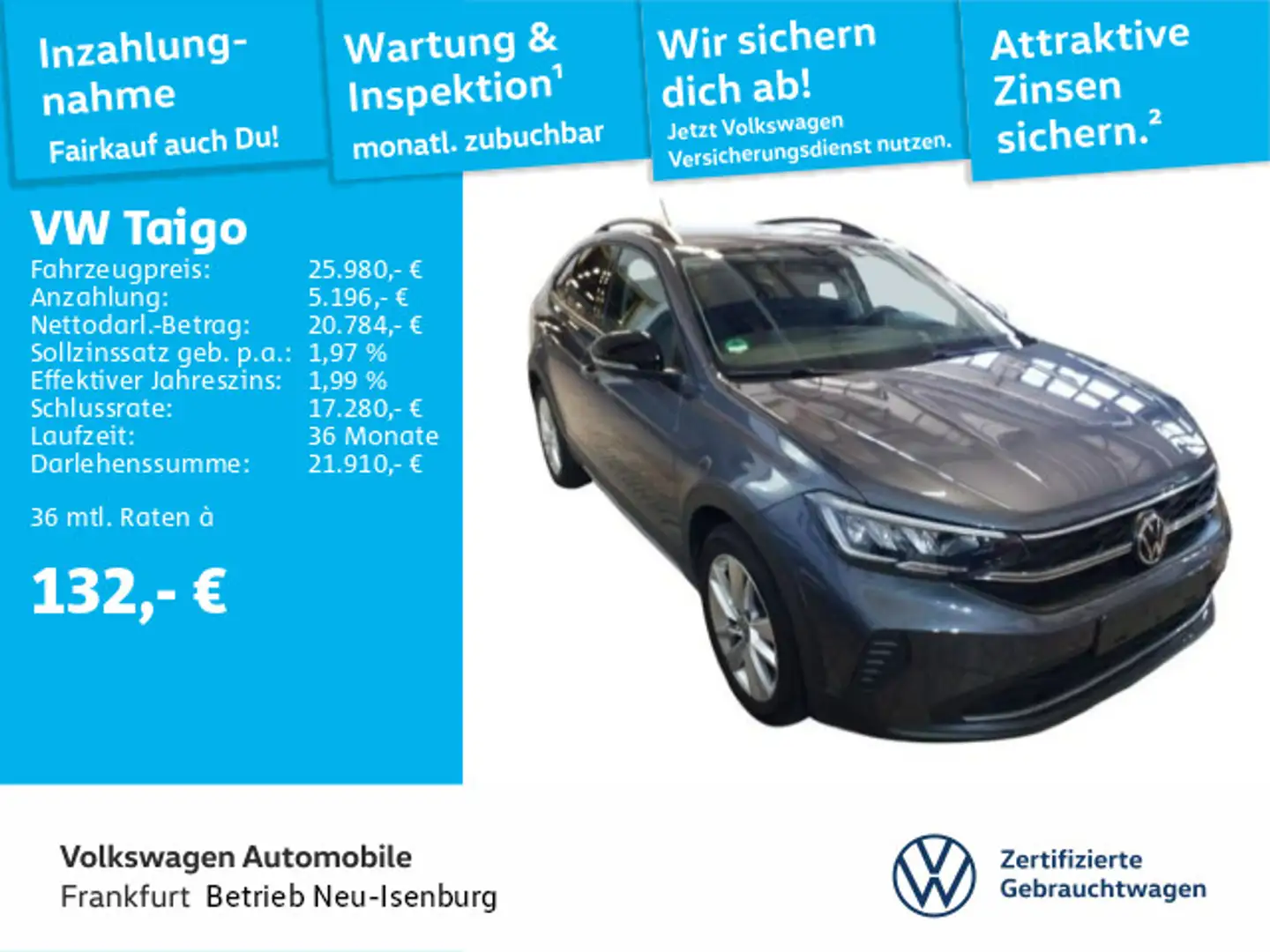 Volkswagen Taigo 1.5 TSI DSG Goal FrontAssist LED DAB+ Grau - 1