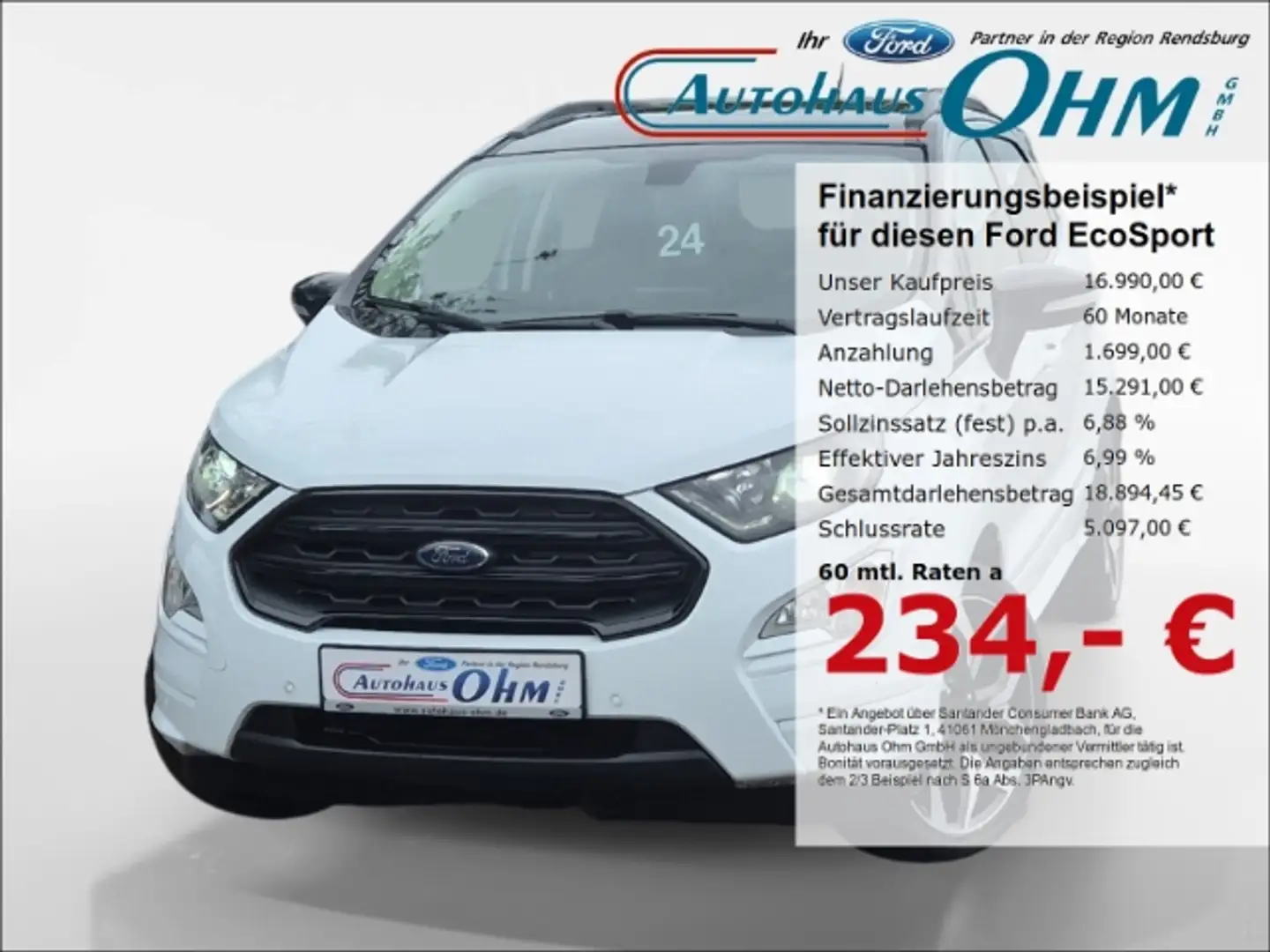 Ford EcoSport ST-Line 1.0 EcoBoost - SCHIEBEDACH - RFK - SHZ - Weiß - 1