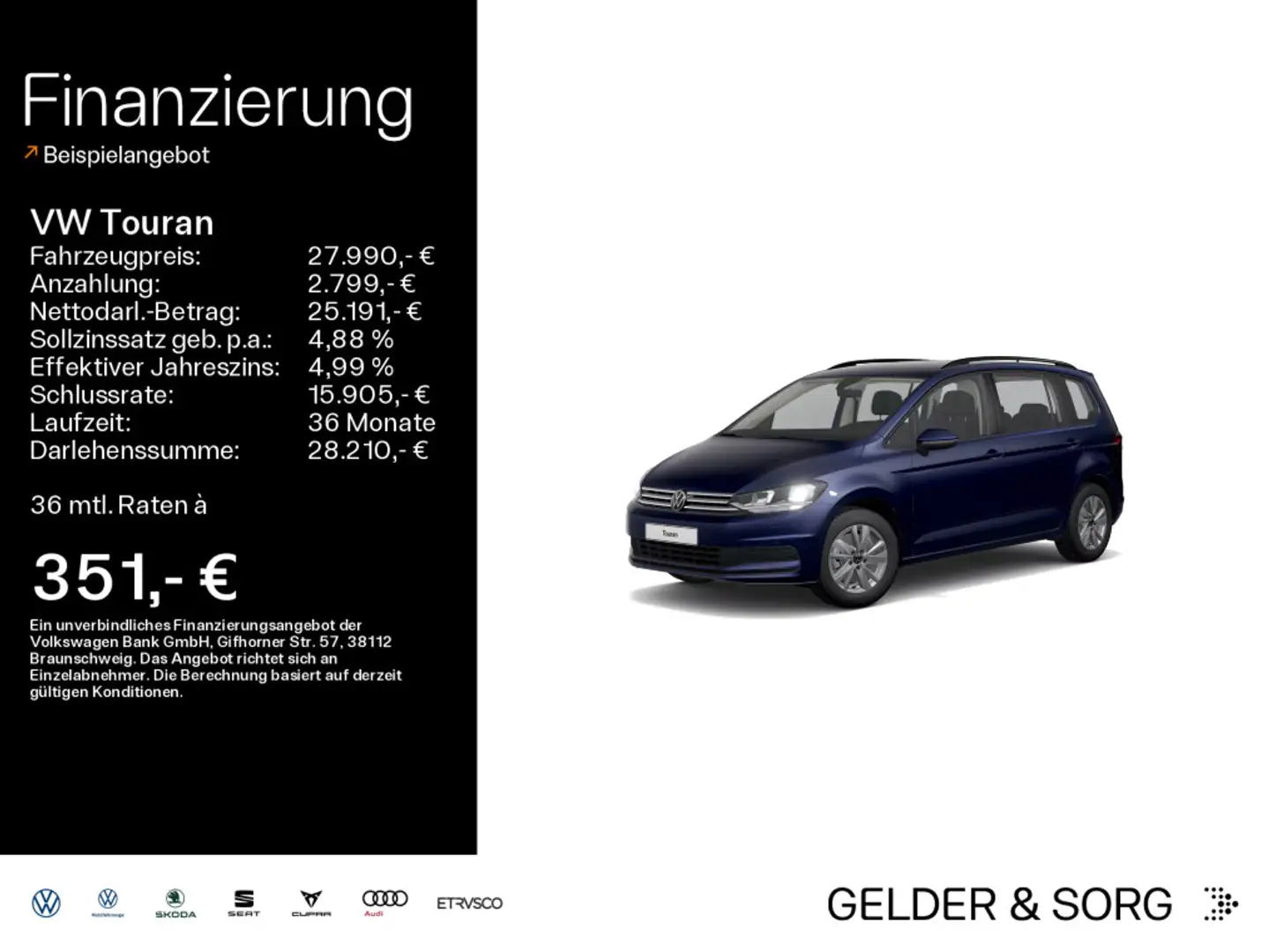 Volkswagen Touran Comfortline 2,0 TDI Navi*ACC*SHZ*Virtual Blau - 1