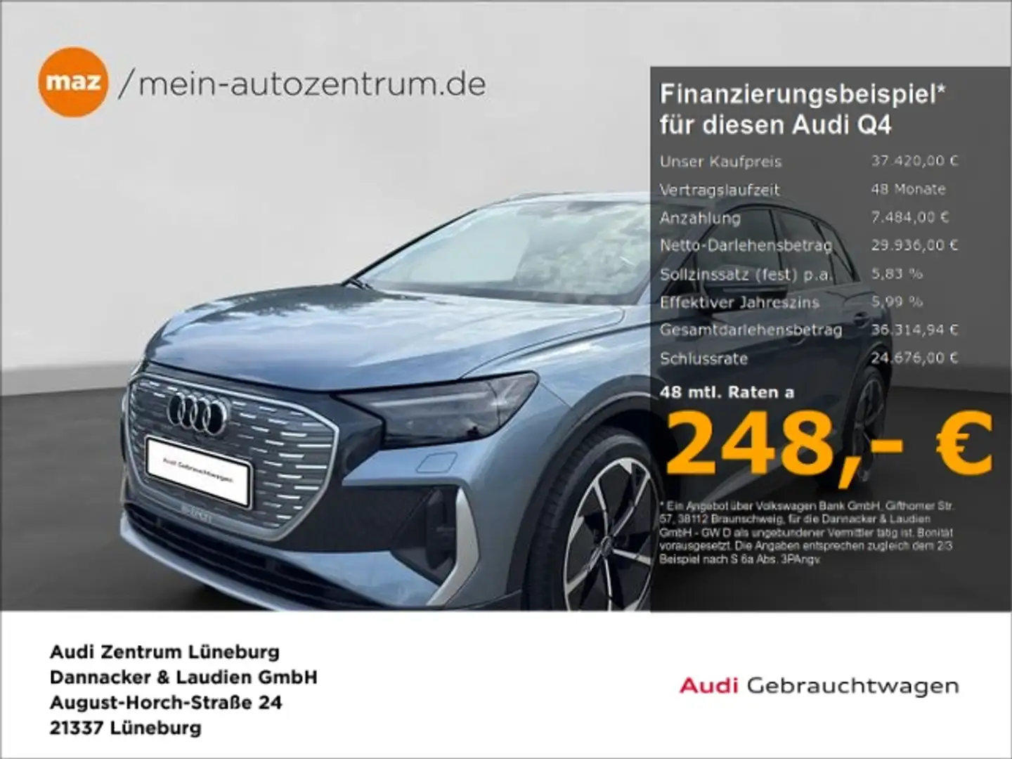 Audi Q4 e-tron 50 quattro S line Alu21 MatrixLED Pano Blau - 1