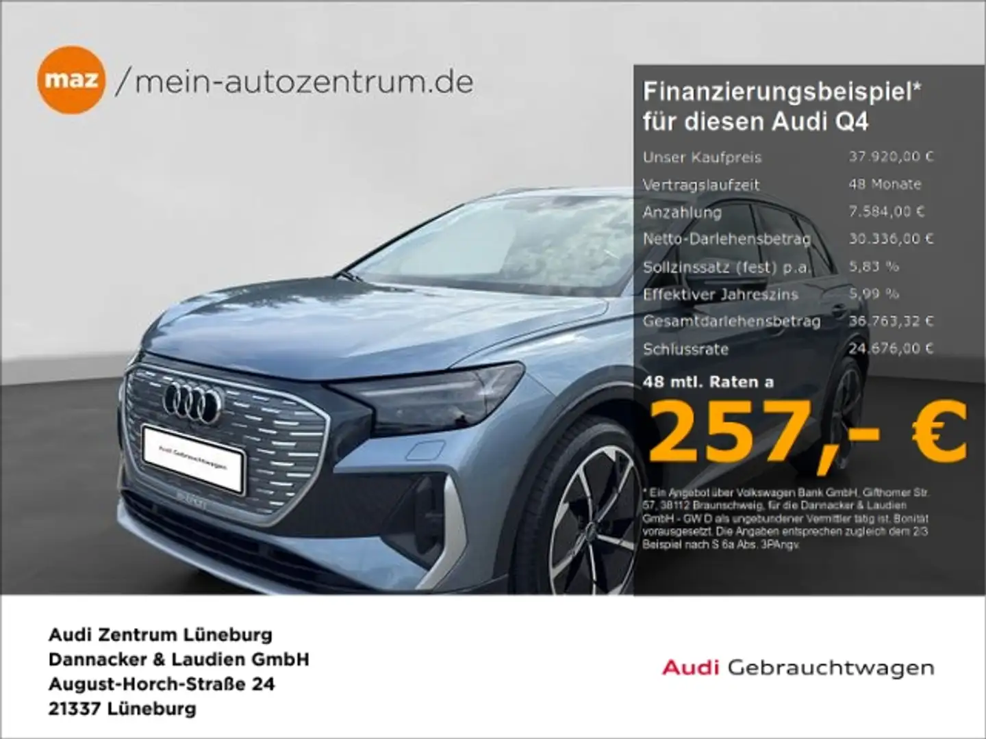 Audi Q4 e-tron 50 quattro S line Alu21 MatrixLED Pano Blau - 1
