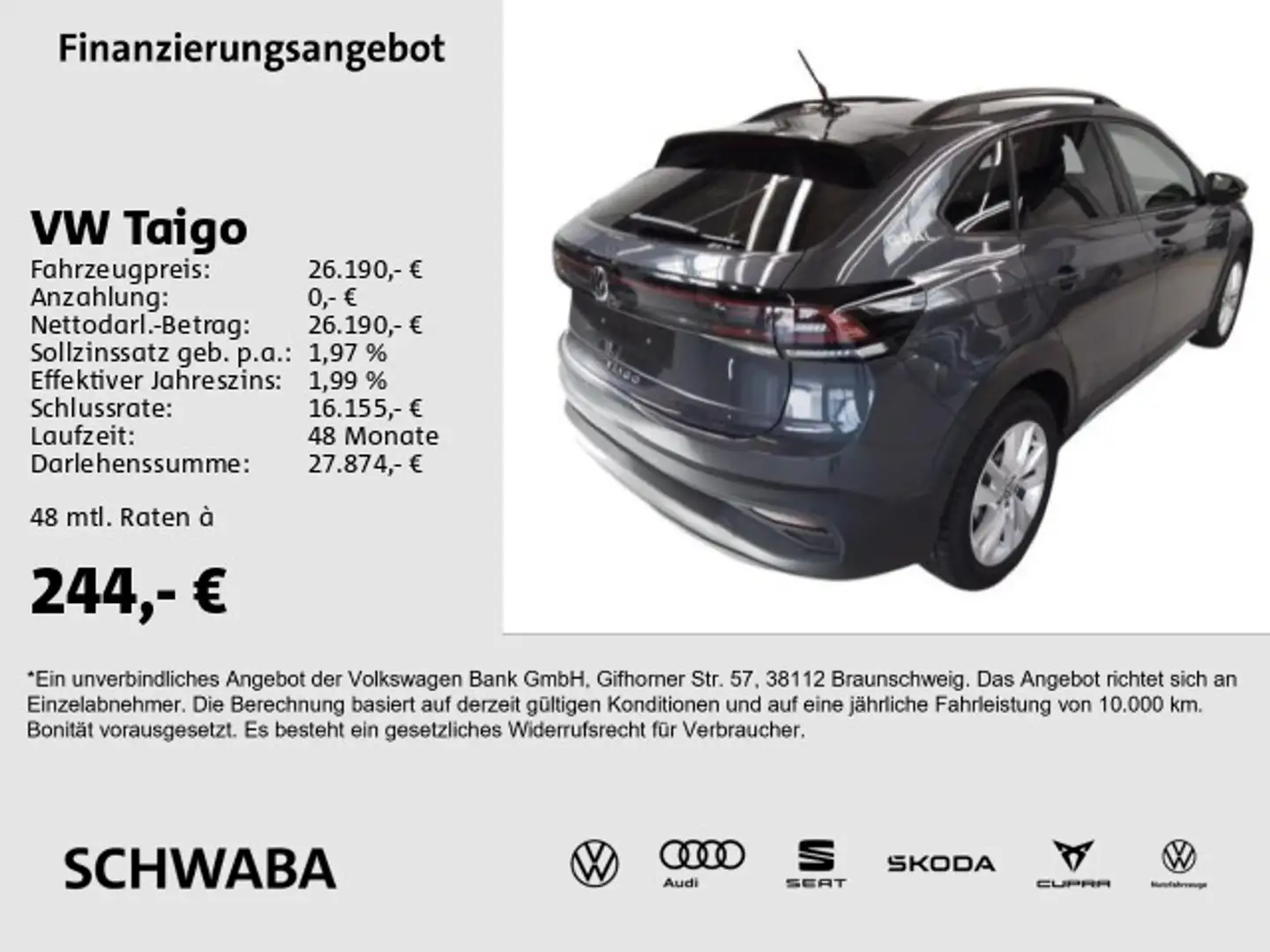 Volkswagen Taigo Goal 1.0 TSI DSG *NAVI*ACC*VIRTUAL*LED*AHK Grau - 1