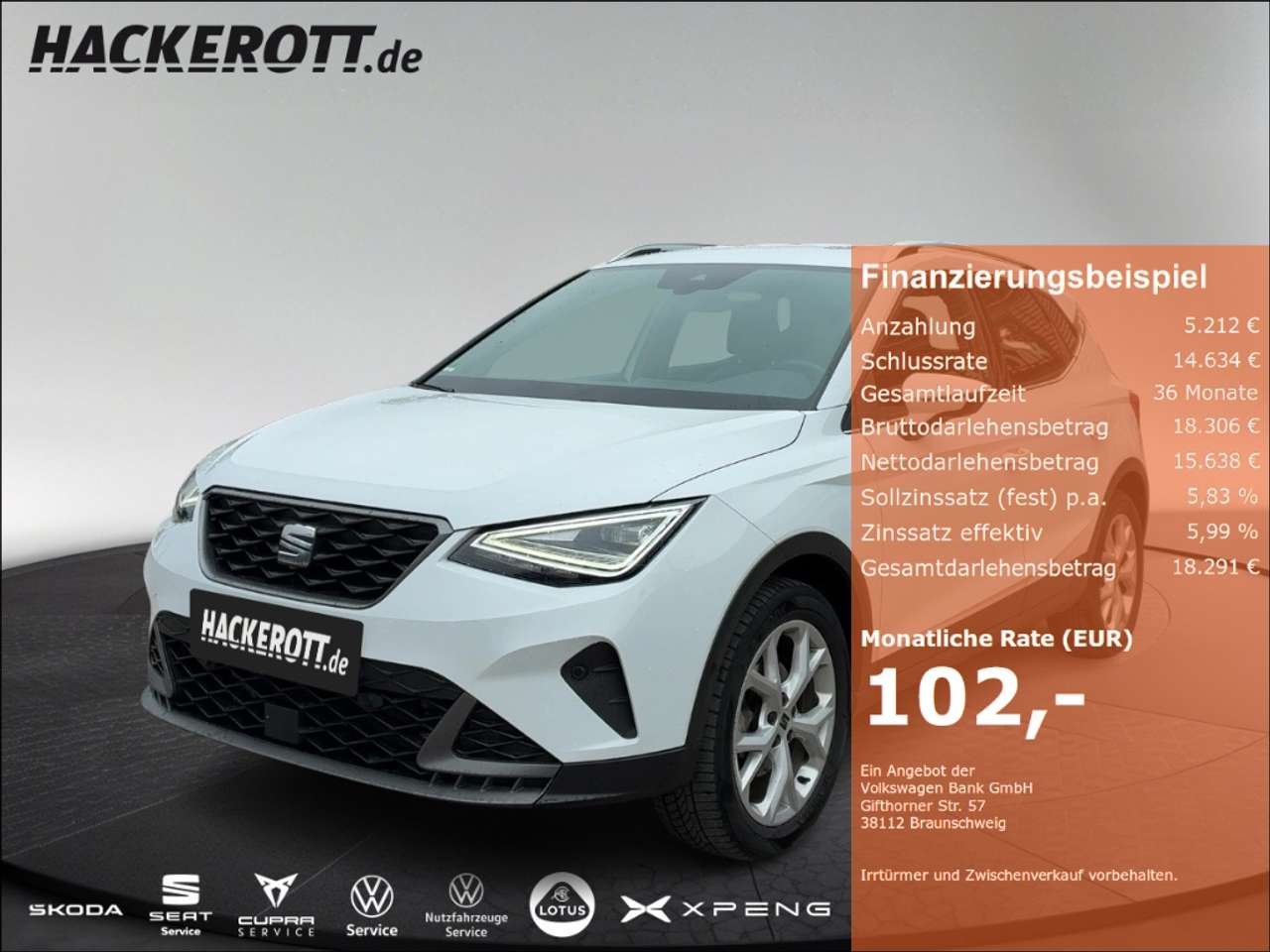 Seat Arona 2023 — FR 1.5 TSI DSG Parklenka. Navi ACC Climaa.