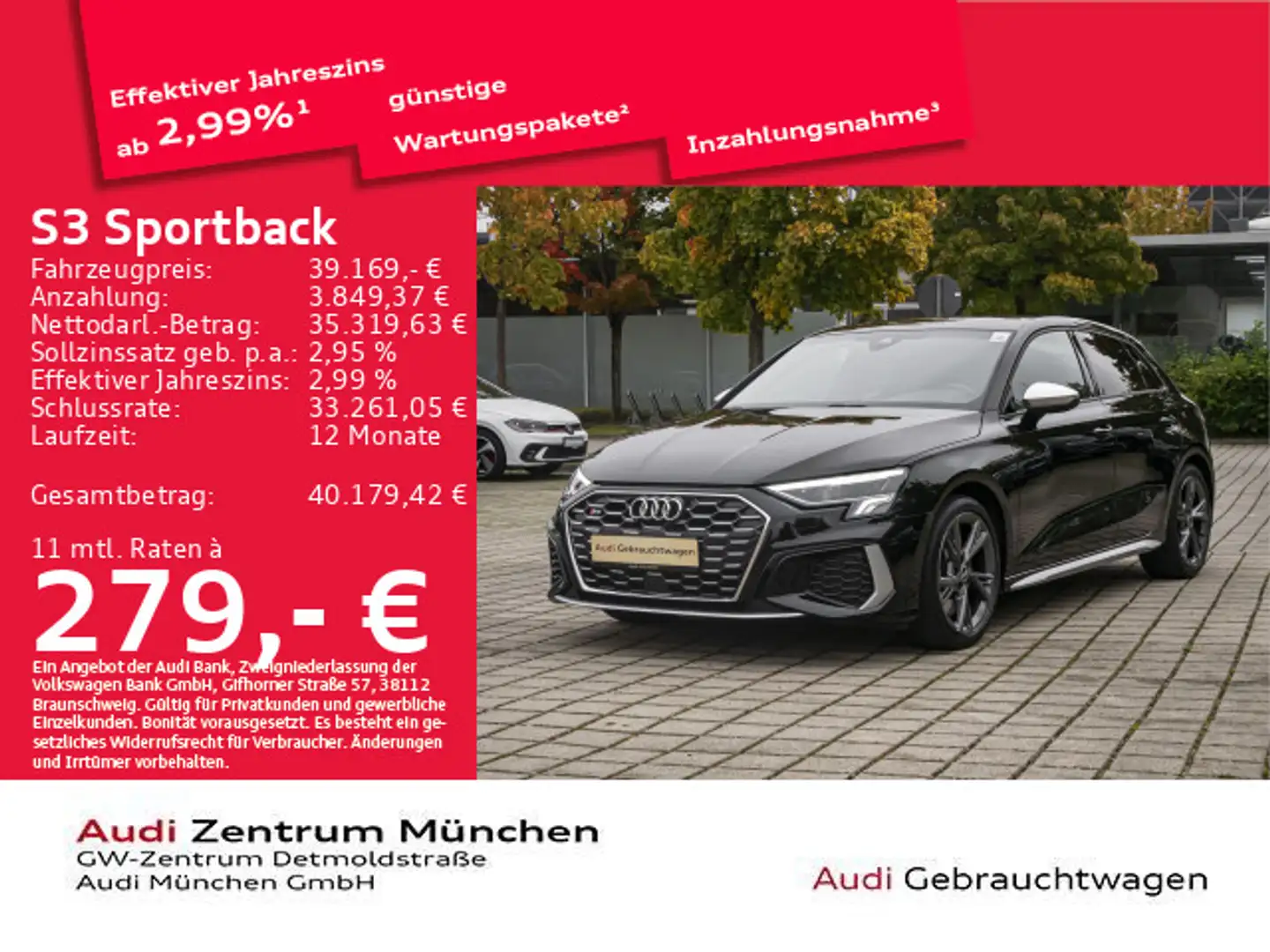 Audi S3 TFSI S tronic Navi+ Schwarz - 1