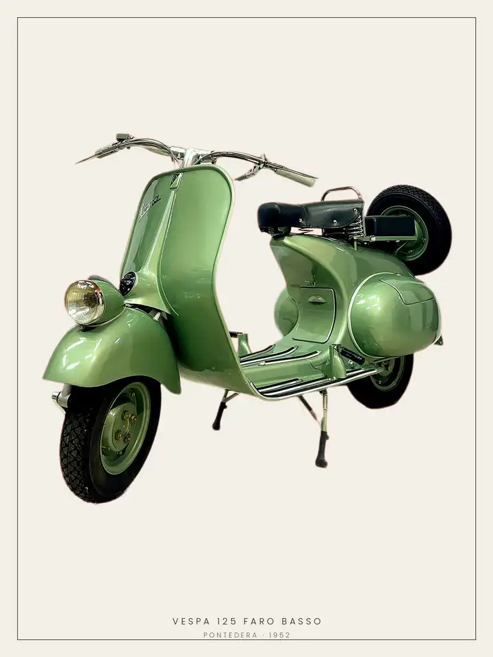 Piaggio Vespa 125 Faro Basso 1952 Certificato di Origine Piaggio Umbria, foto 1