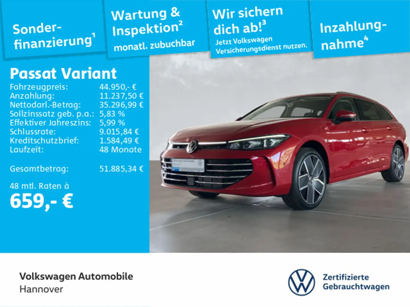 Volkswagen Passat Variant Elegance 1.5 TSI DSG eHybrid AHK Rot - 1