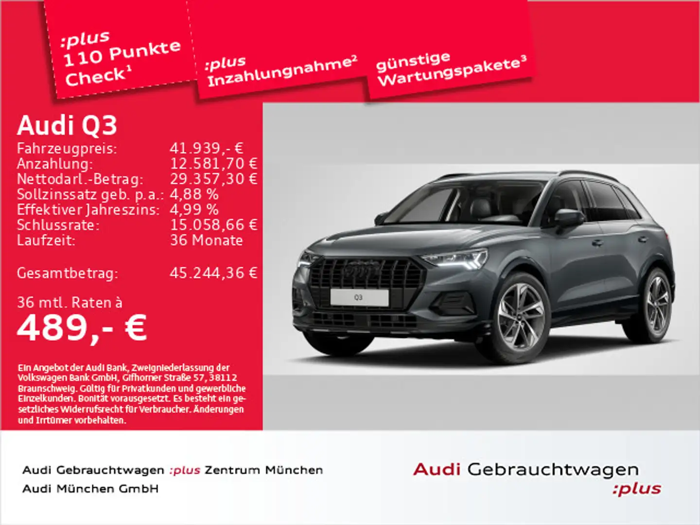 Audi Q3 35 TFSI S tronic advanced Navi+/AHK/Leder Grau - 1