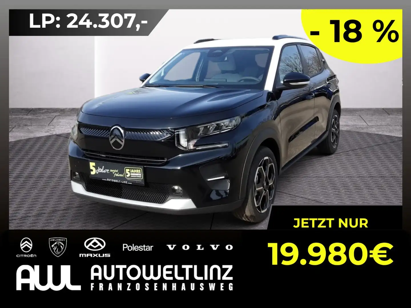 Citroen C3 Turbo 100 PS MAX LED+Navi+Kam.+KlimaA+PDC+HUD Schwarz - 1