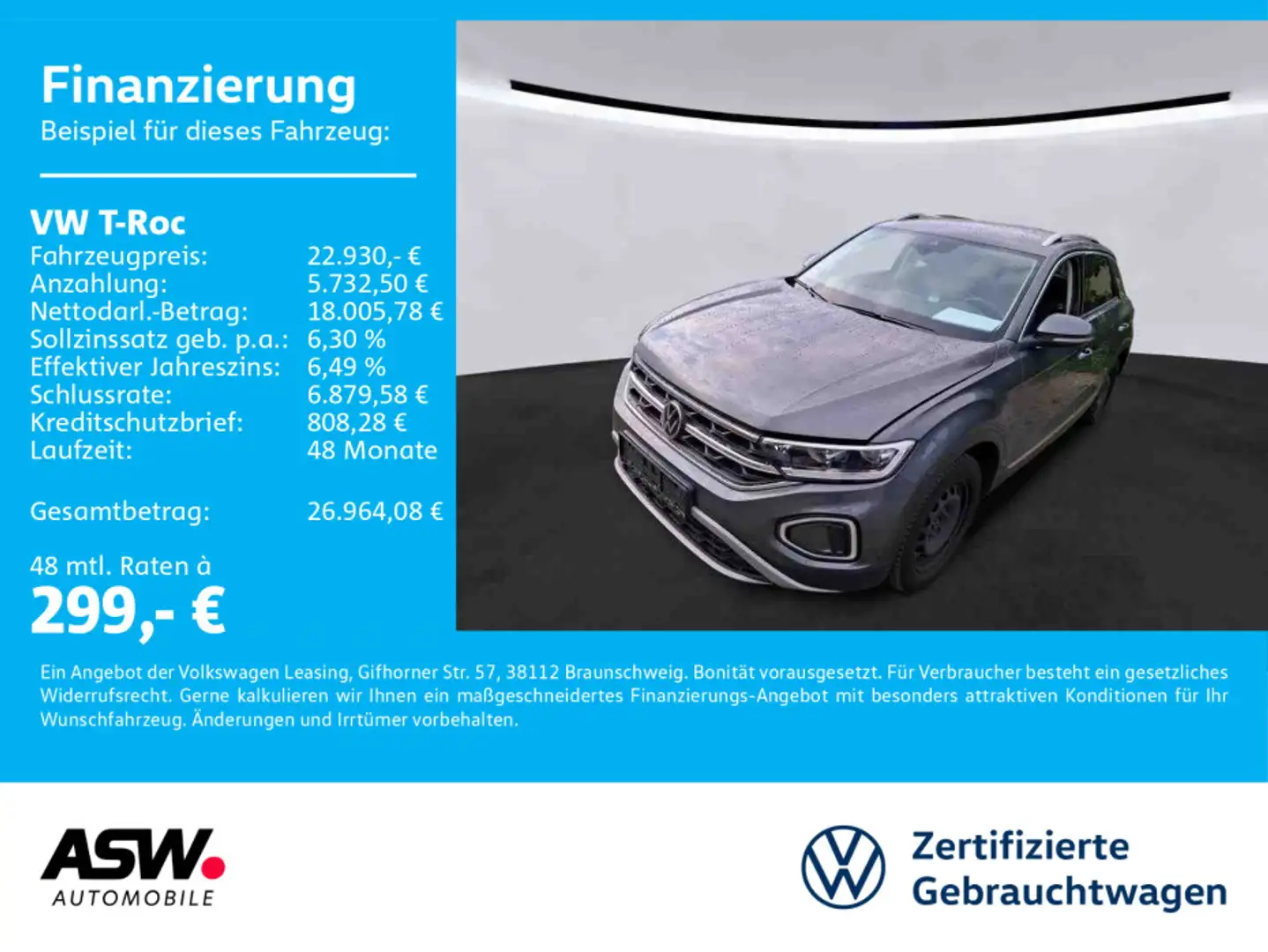Volkswagen T-Roc Style 1.5 TSI LED Navi RFK ACC SHZ Grau - 1