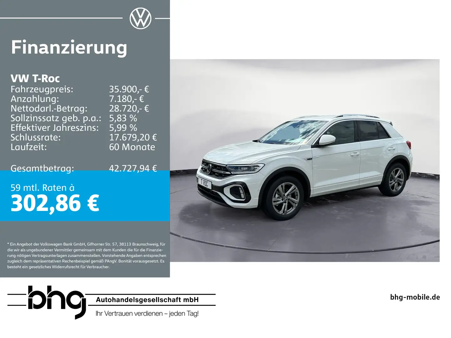 Volkswagen T-Roc R-Line 1.5 l TSI OPF 7-Gang-Doppelkupplung Weiß - 1