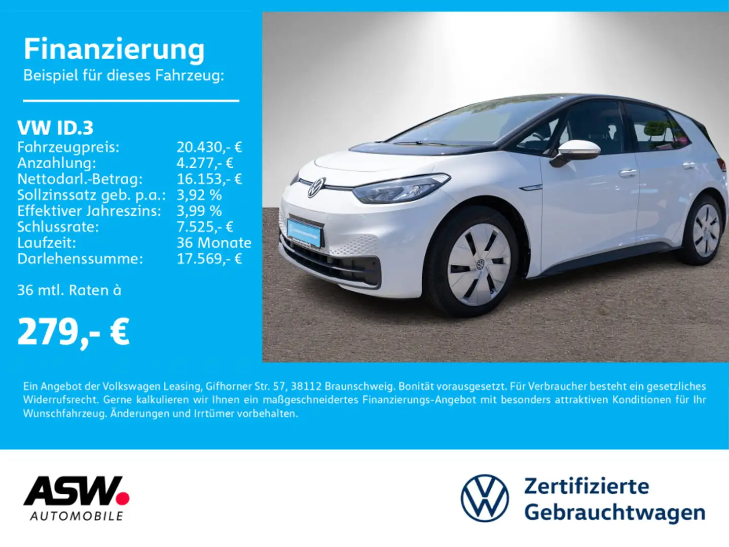 Volkswagen ID.3 Pro Performence LED Navi Wärmepumpe ACC AHK Wit - 1