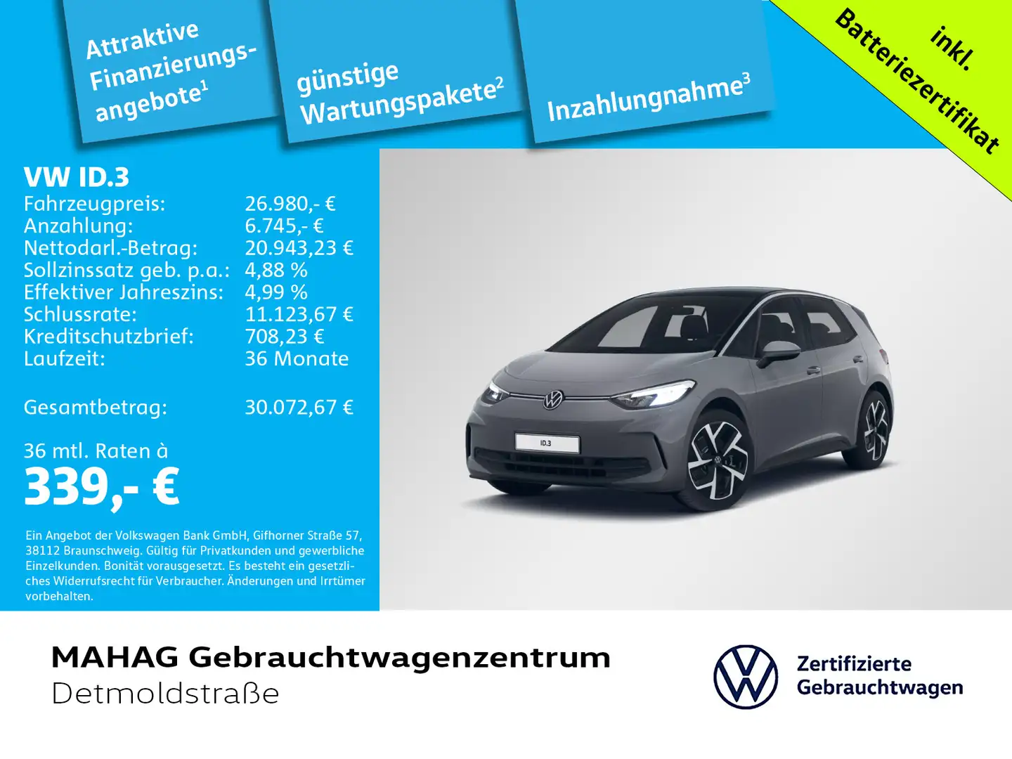 Volkswagen ID.3 Pro 150 kW LED Navi ParkPilot CCS AppConnec Schwarz - 1