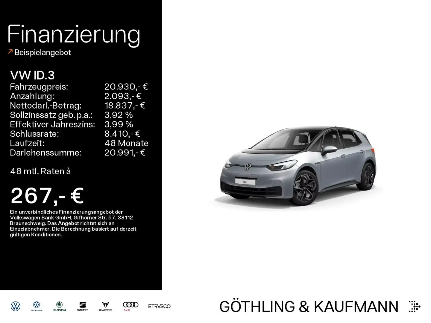 Volkswagen ID.3 Pro electric 107kW*NAVI*SHZ*19Zoll*ACC*PDC* Silber - 1