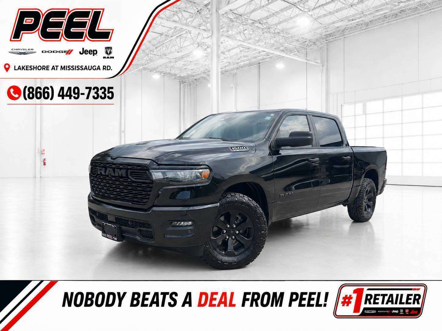 Black 2025 RAM 1500 Pickup Truck Four-Wheel Drive 8-Speed Automatic