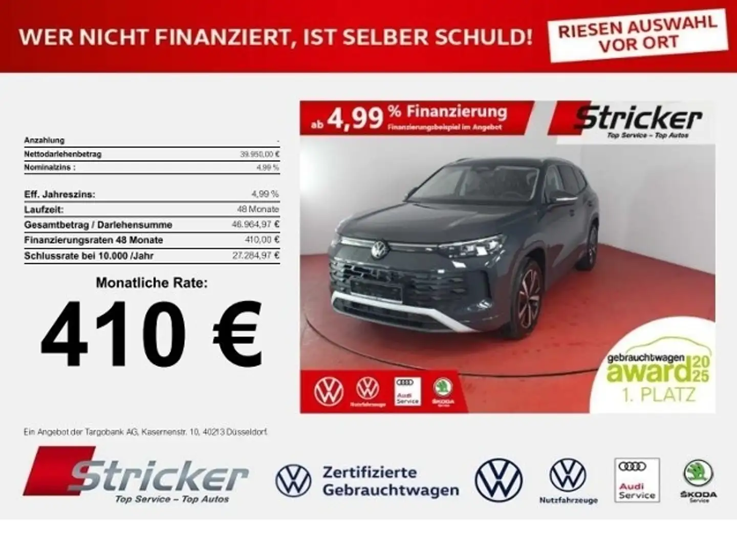 Volkswagen Tayron Life 1.5eTSI DSG 410,-ohne Anzahlung AHK Kamera A Grau - 1