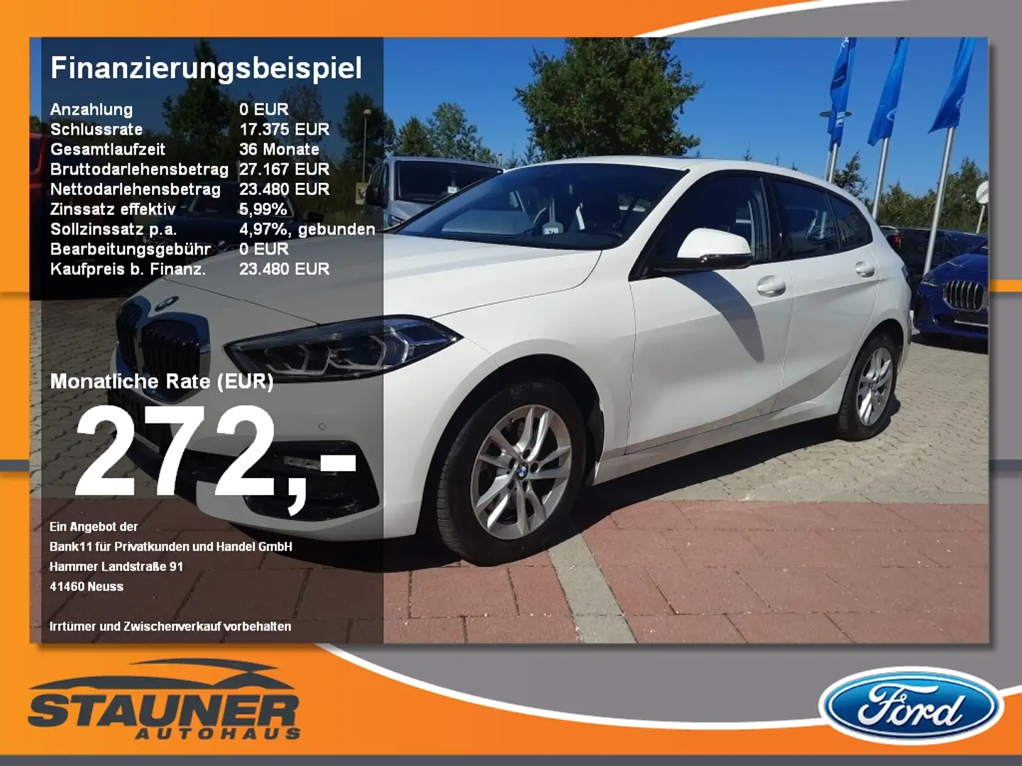 BMW 118 i Sport Line Leder/Stoff Navi PDC LED Panora Weiß - 1