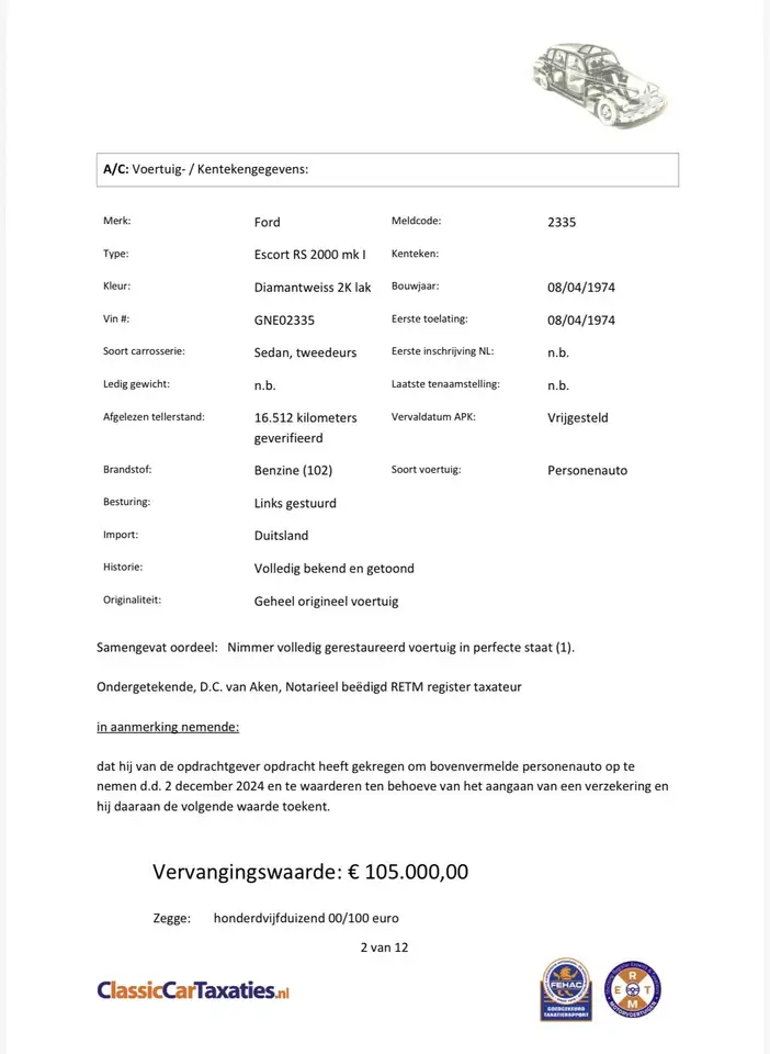 Ford Escort 2.0 RS 2000 Uniek! | 1e Eigenaar | Matching number, foto 5