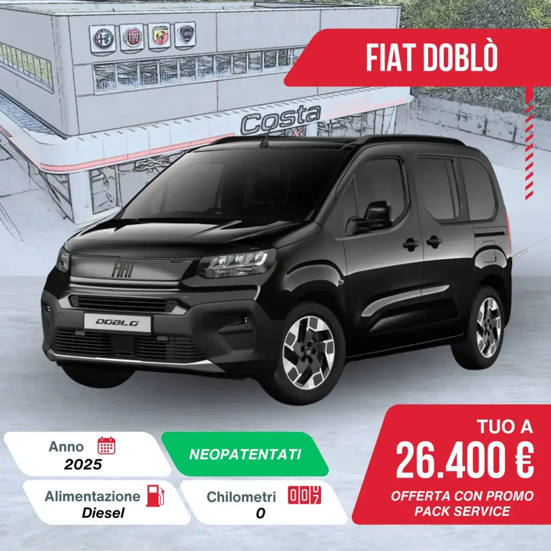 Fiat Doblo Doblò 1.5 BlueHdi 130 CV AT8 PC Nero - 1