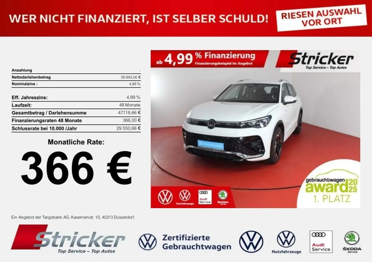 Volkswagen Tiguan R-Line 1.5eTSI DSG 366,-ohne Anzahlung ACC Kamera Weiß - 1
