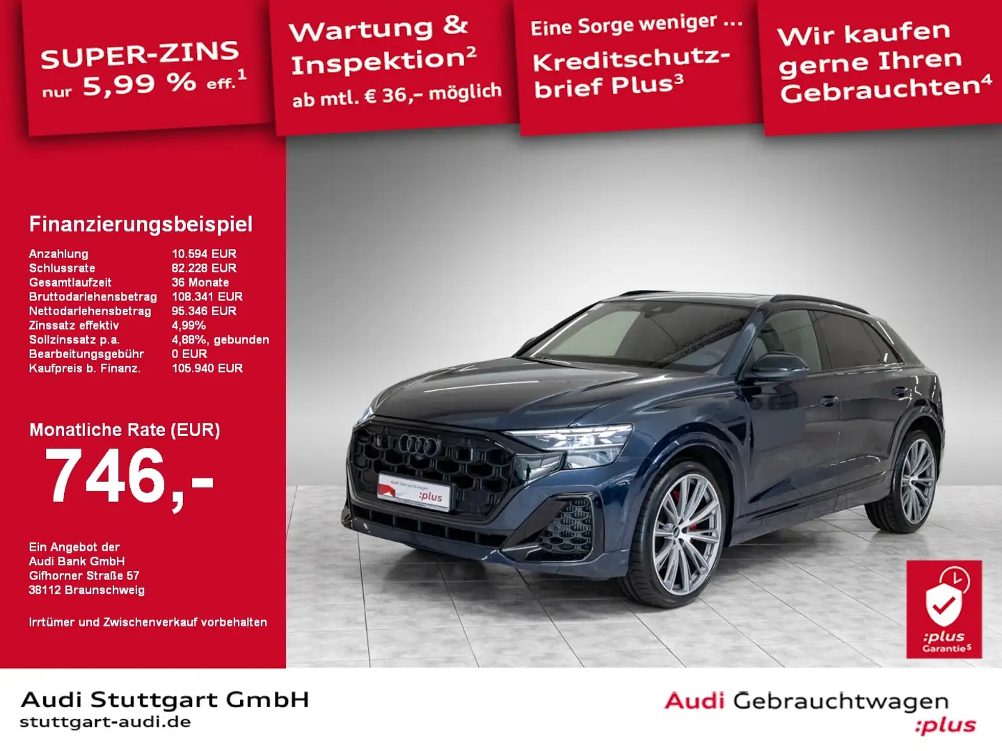 Audi SQ8 SUV TFSI tiptronic HD Matrix LED 360° AHK VC Albastru - 1
