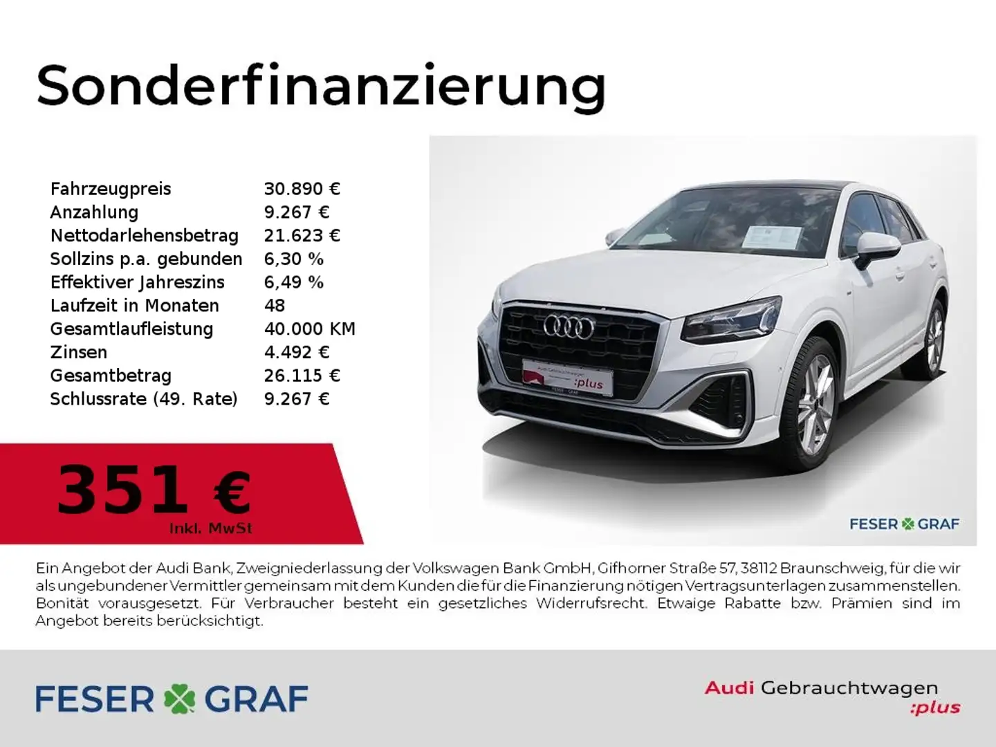 Audi Q2 35 TFSI S tronic S Line Ext Pano,Matrix,Navi Bianco - 1