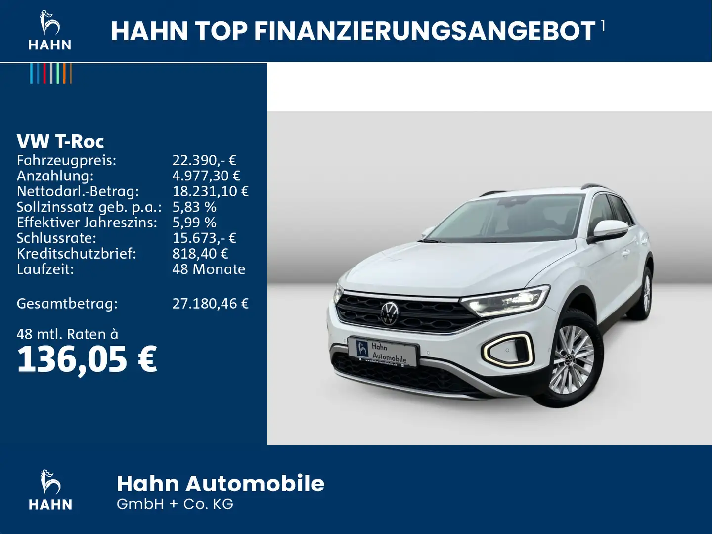 Volkswagen T-Roc 2.0 TDI Life ACC AHK LED Bluetooth Klima Weiß - 2