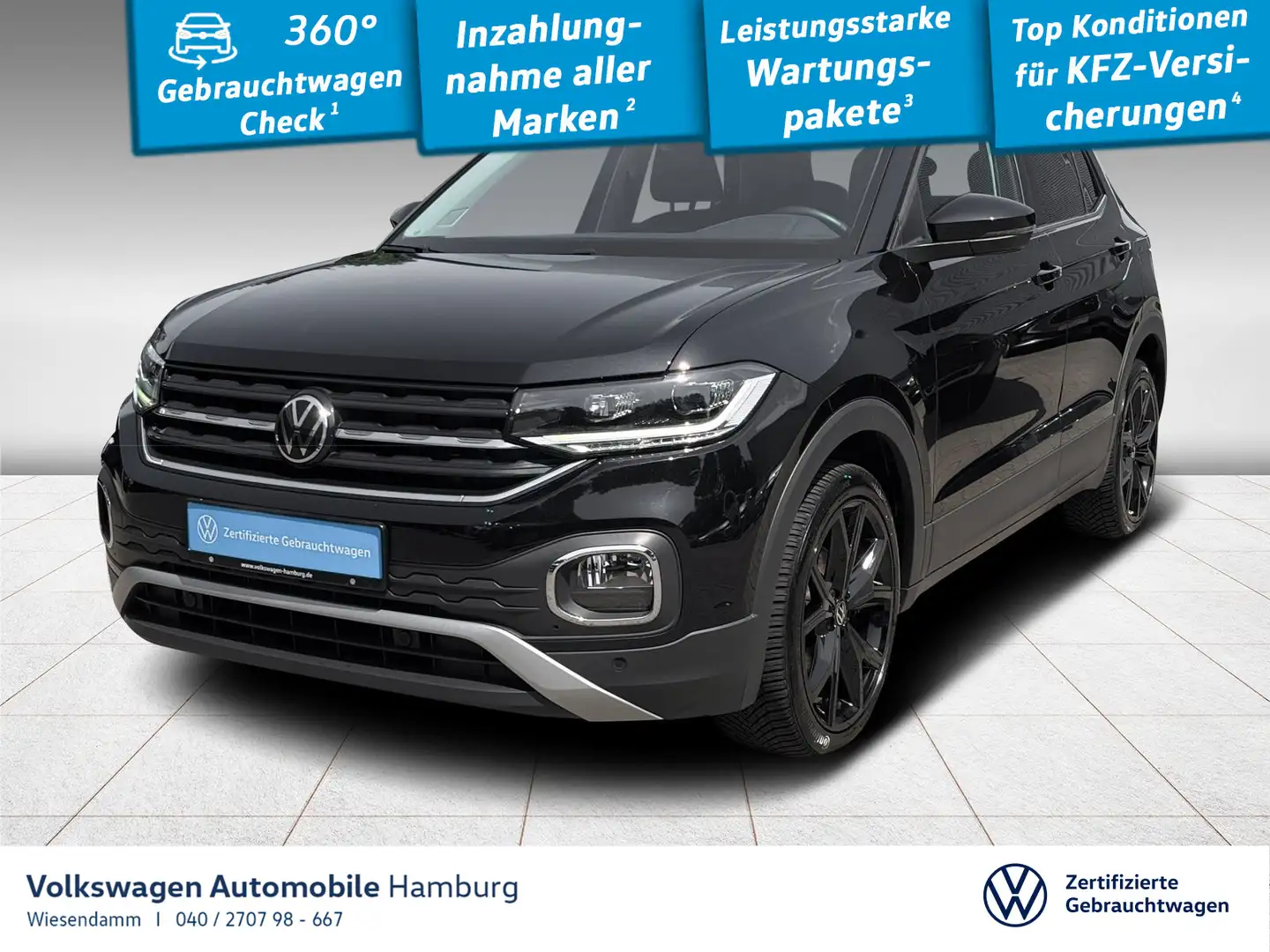 Volkswagen T-Cross 1.0 l TSI Style LED Kamera Sitzhzg. 6-Ga Schwarz - 1
