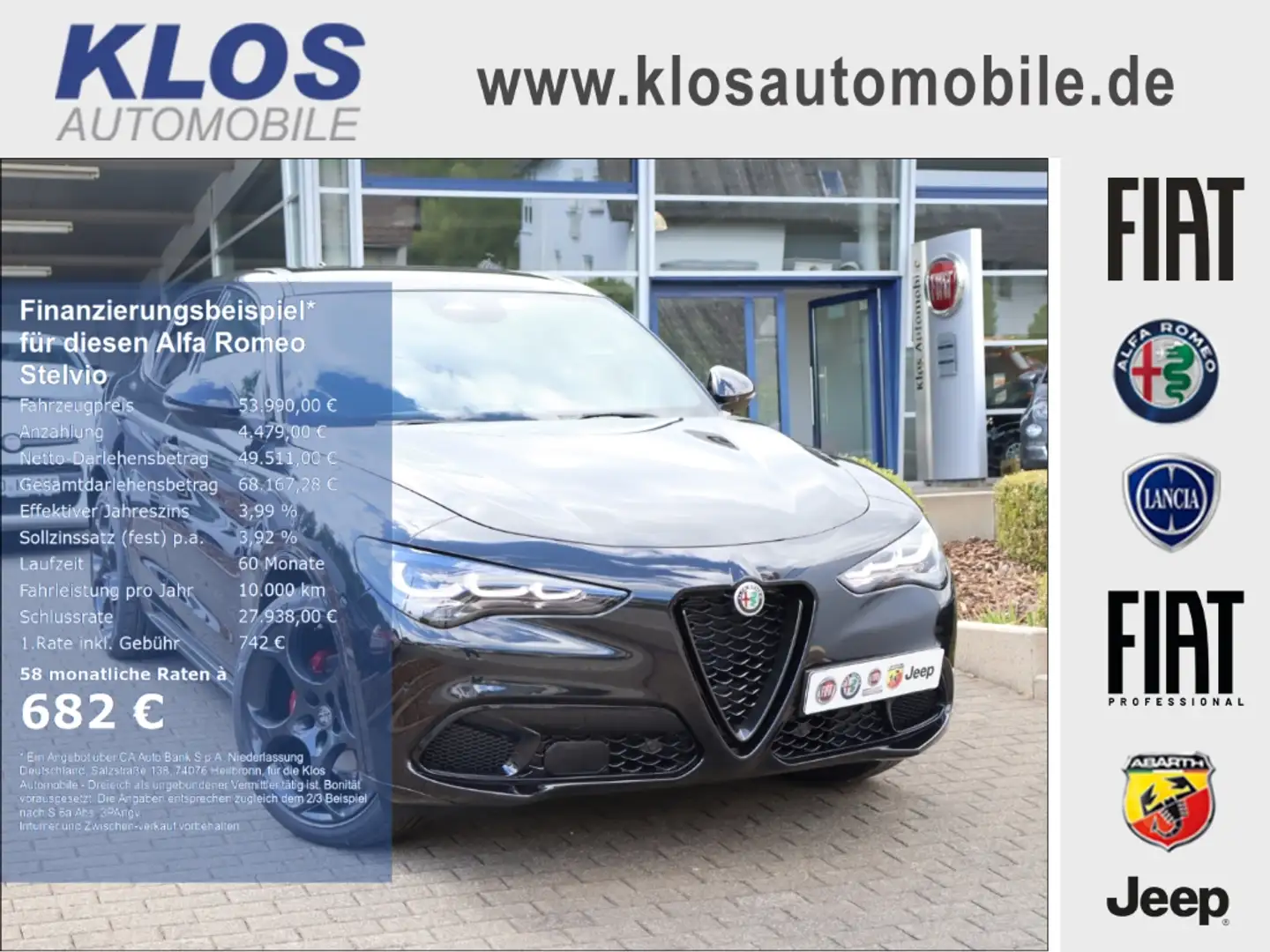 Alfa Romeo Stelvio VELOCE 2.2 DIESEL 16V 210 PS AT8 Q4 AHK 21 ZOLL Black - 1