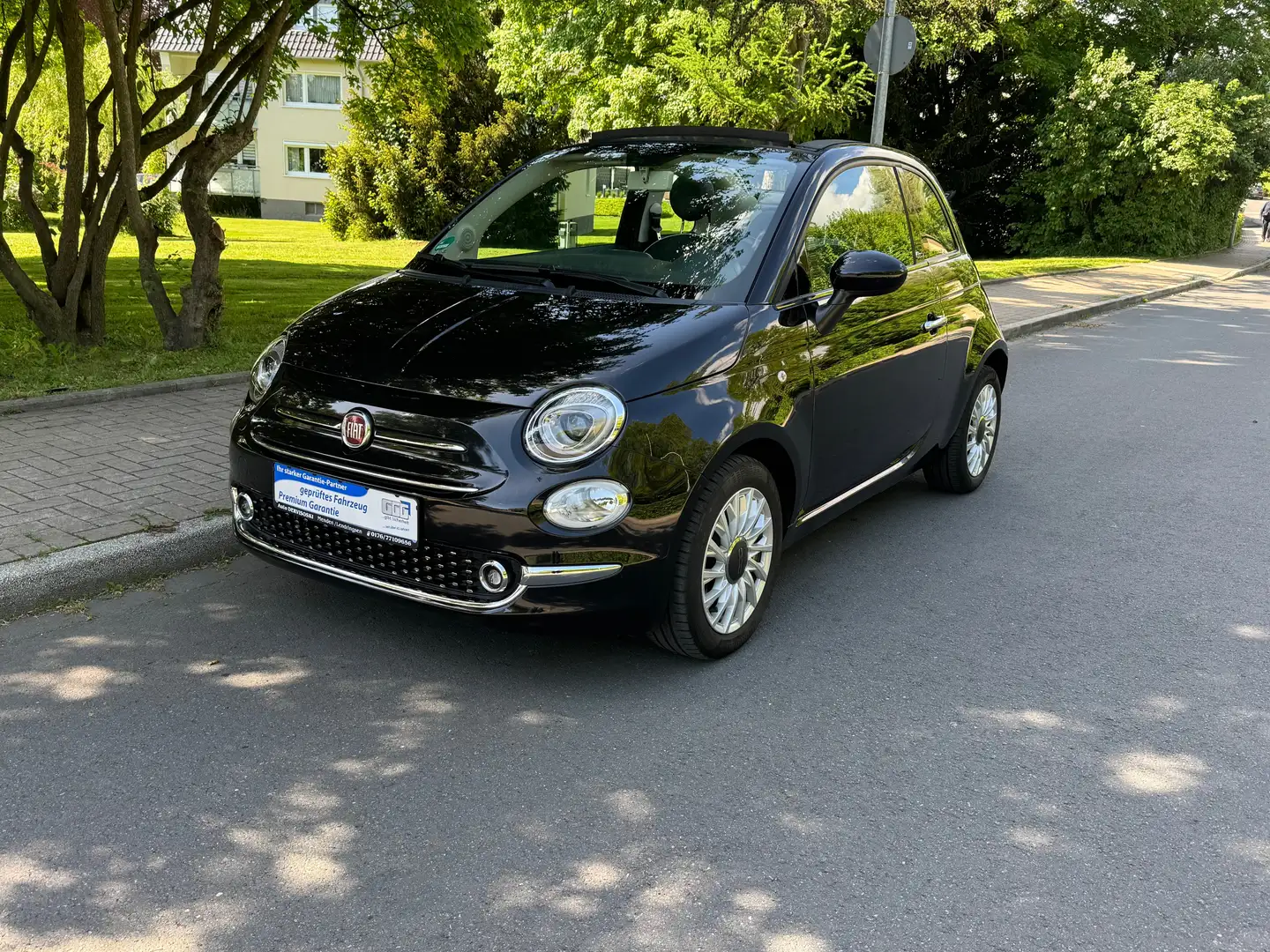 Fiat 500 Lounge-2 HAND. Km 38.747.CABRIO Zwart - 1