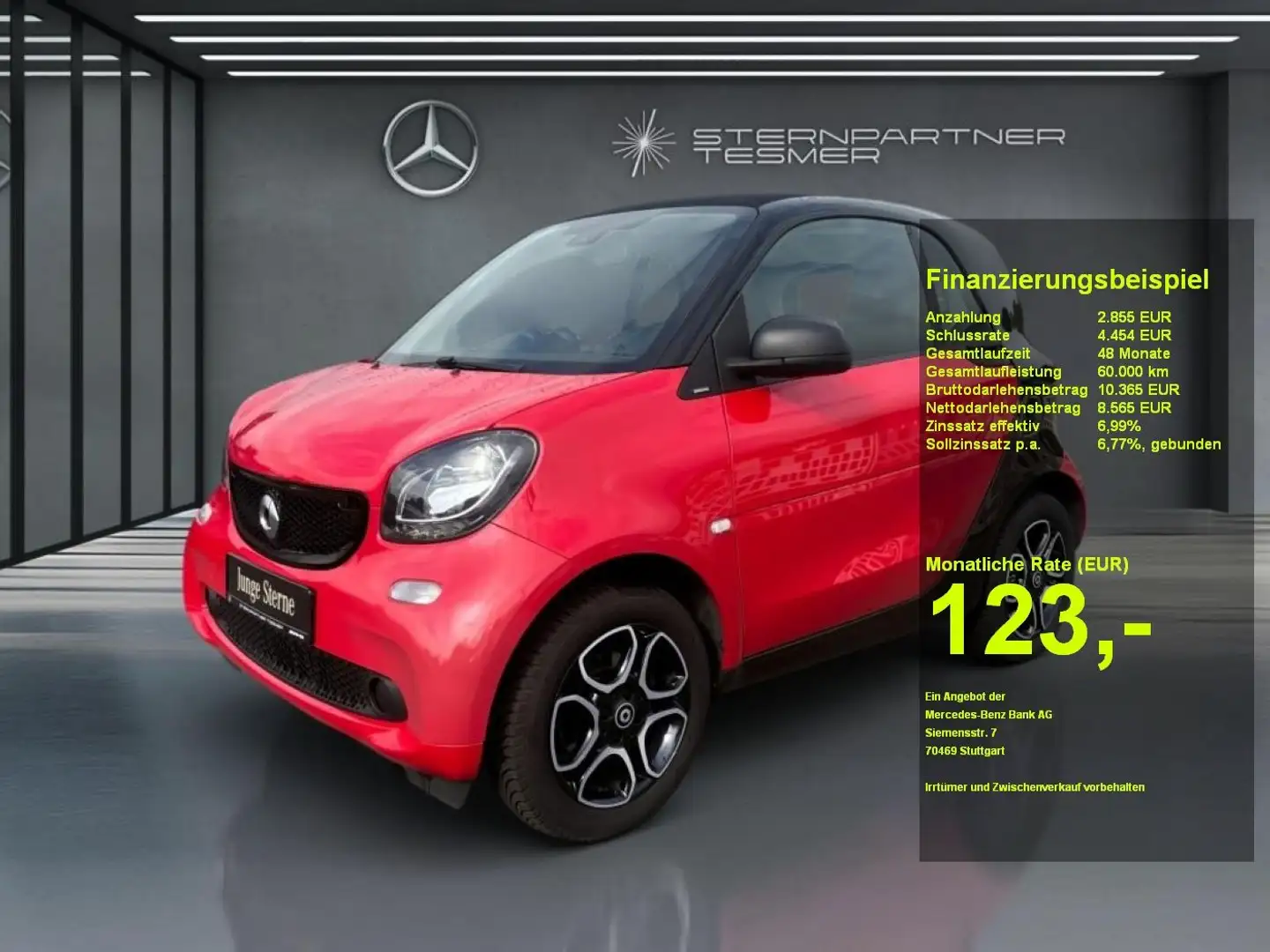 smart forTwo fortwo coupé 52 kW twinamic SHZ, Klimaaautomatik Rot - 1