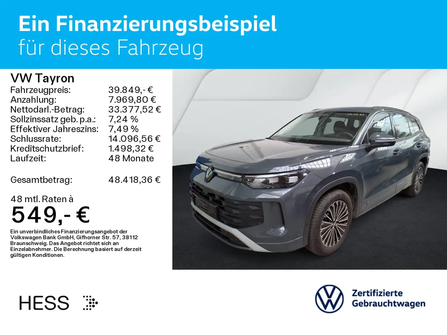 Volkswagen Tayron 1.5 TSI DSG LIFE*7-SITZER*IQ.LIGHT*NAVI*1 Grau - 2