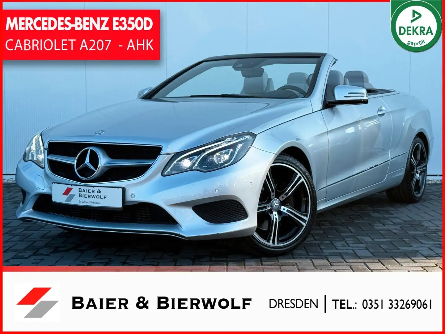Mercedes-Benz E 350 d Cabrio AHK ILS AIRCAP MEMORY Argent - 1
