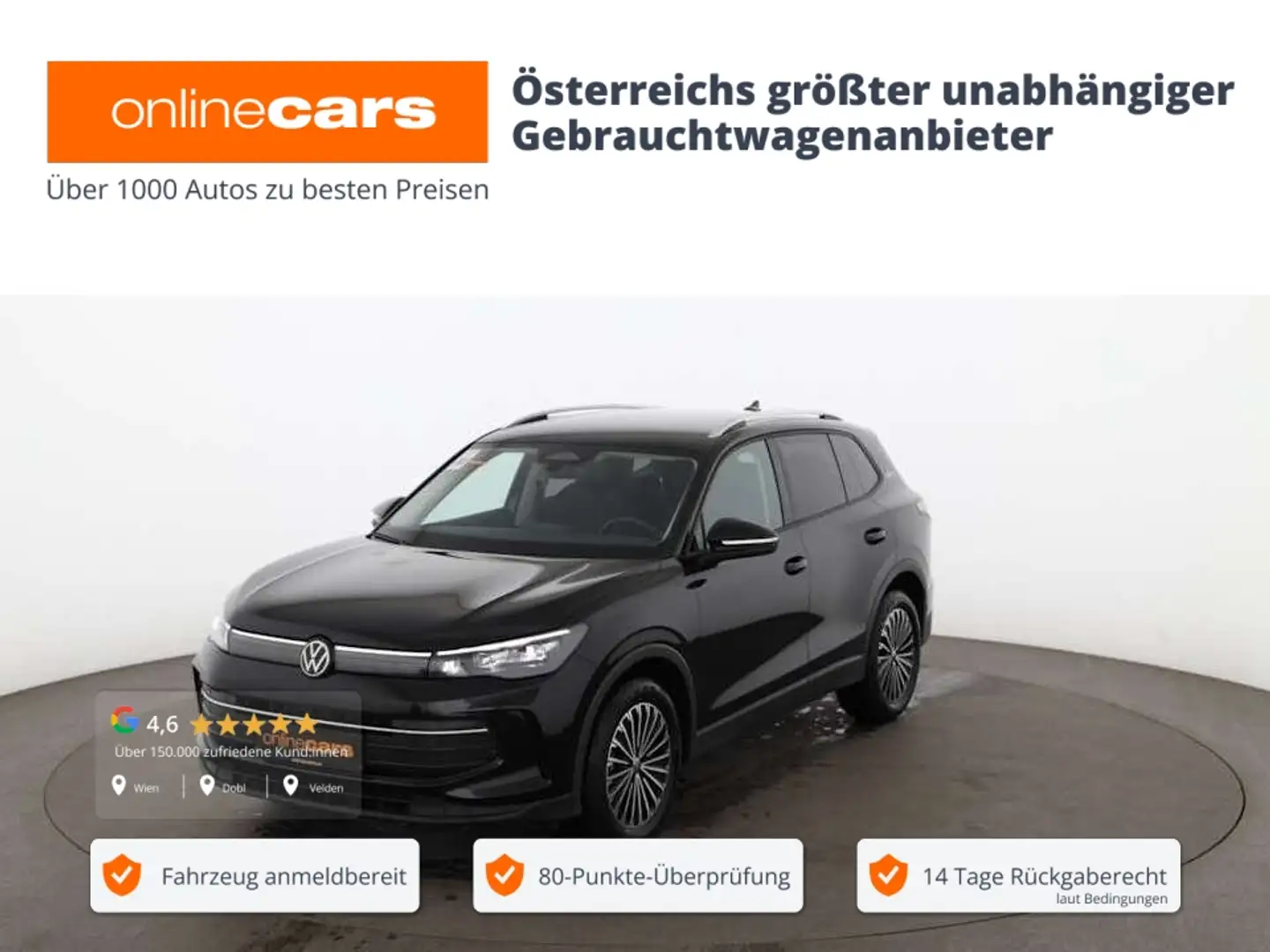 Volkswagen Tiguan 2.0 TDI Life Aut LED 360-CAM AHK RADAR NAV Schwarz - 1