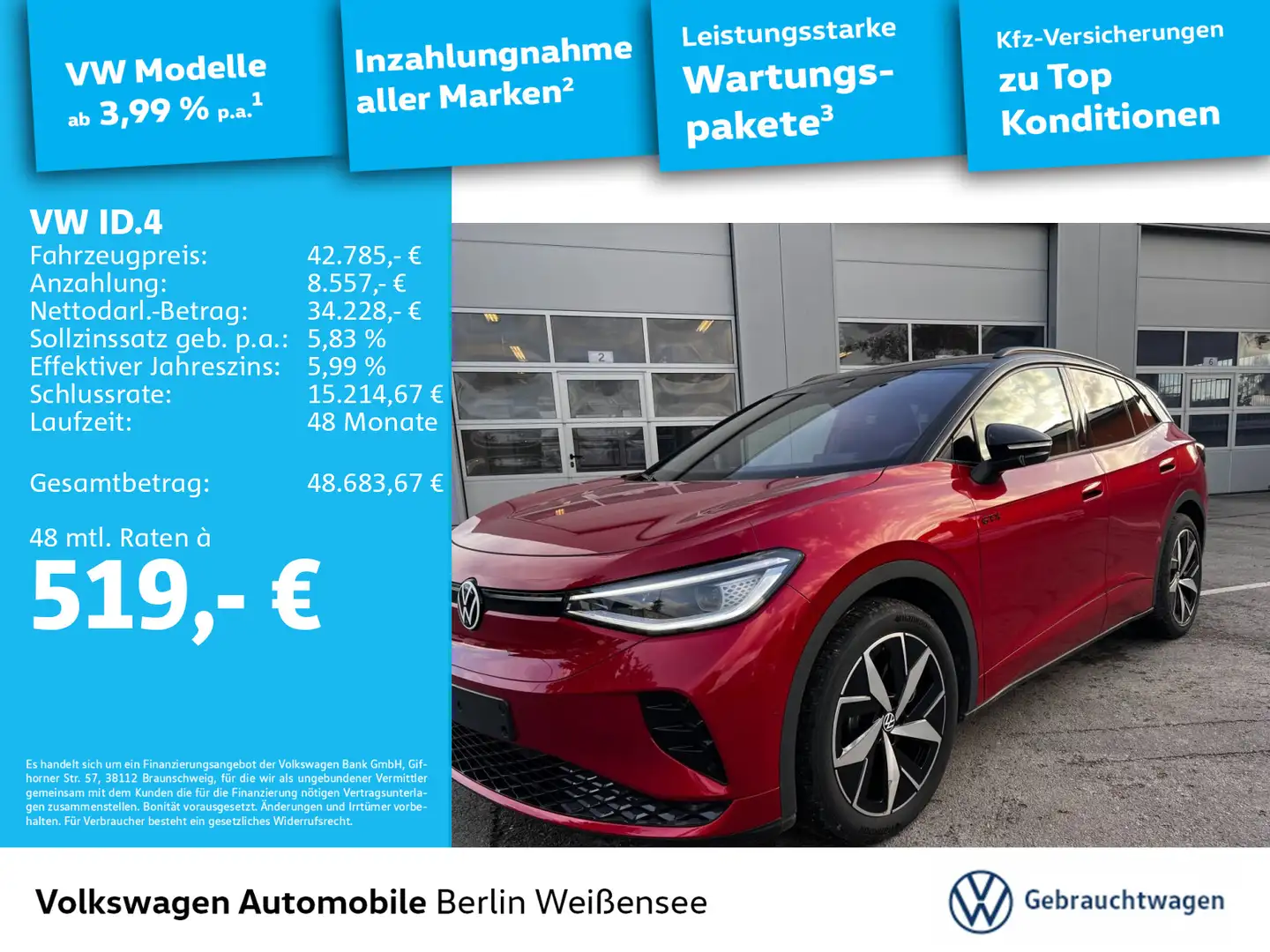 Volkswagen ID.4 GTX 4M*DSG*IQ.DRIVE*AHK*NAV*RFK*APP*IQ.LIGH Rot - 1