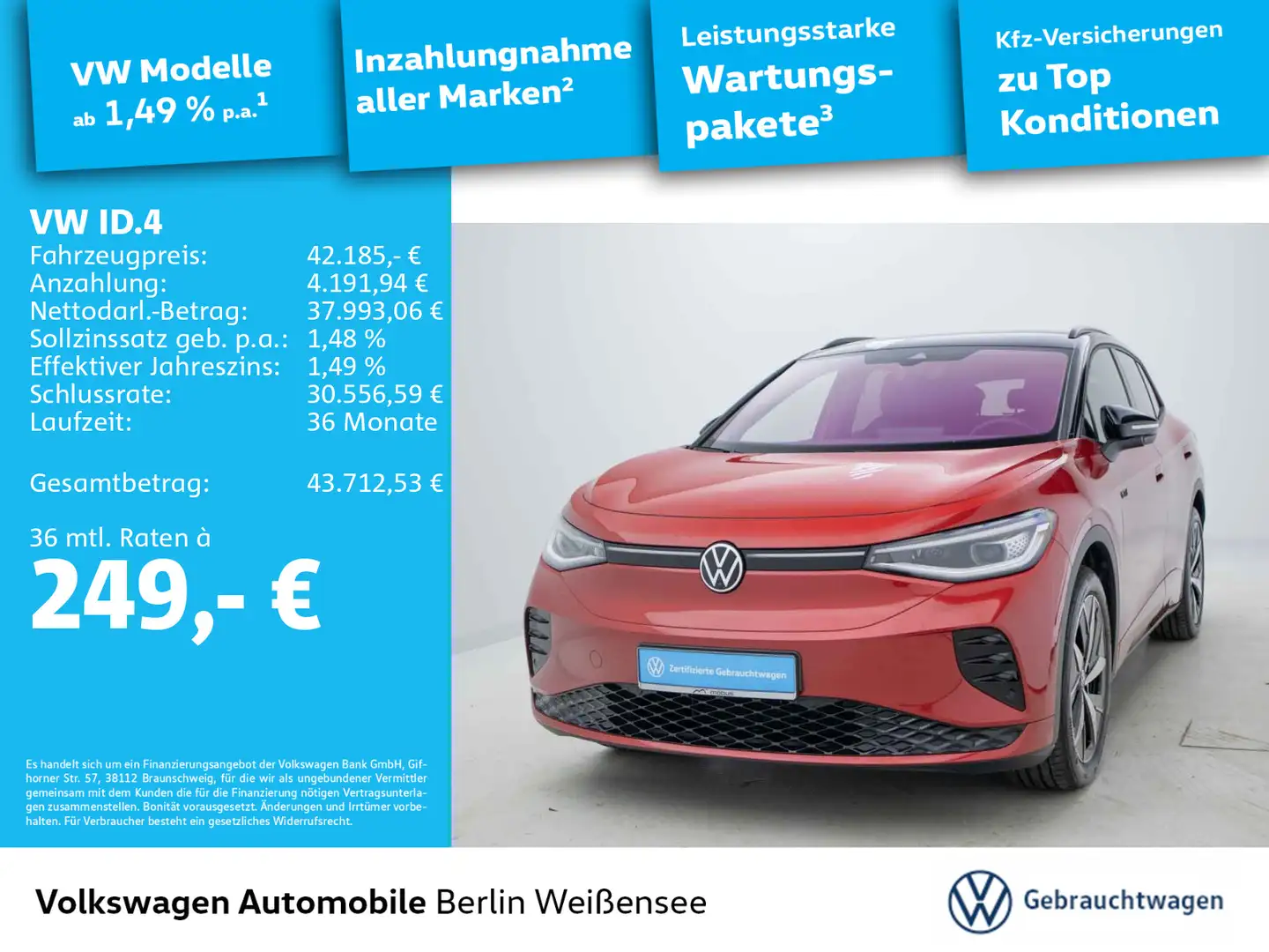 Volkswagen ID.4 GTX 4M*DSG*IQ.DRIVE*AHK*NAV*RFK*APP*IQ.LIGH Rouge - 1