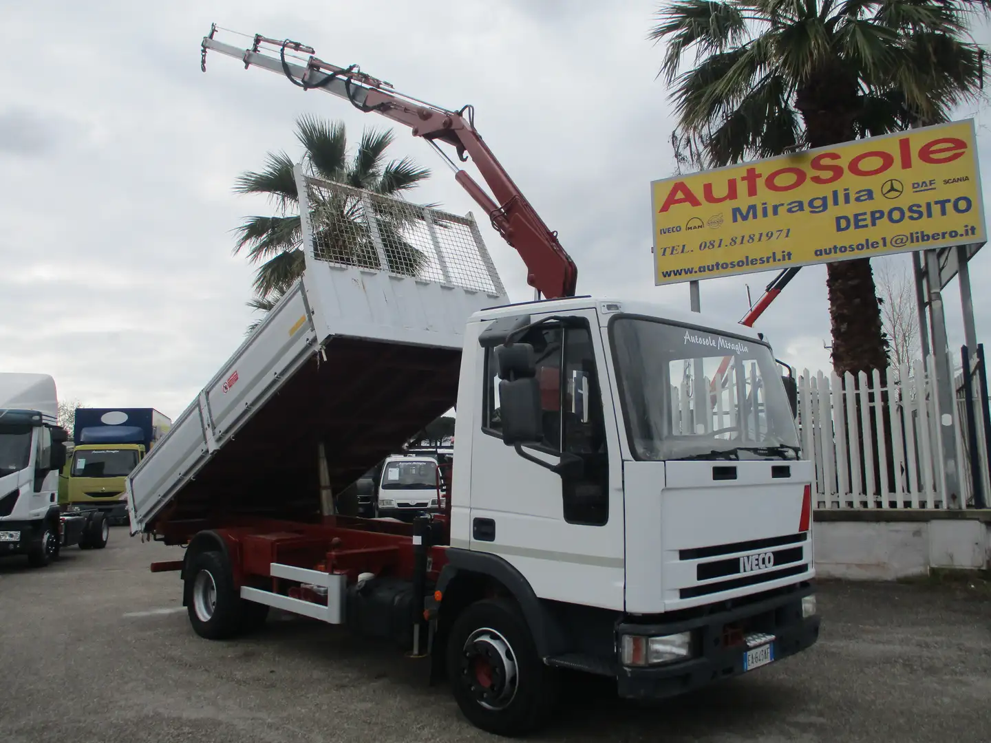 Iveco EUROCARGO 100E18 GRU AMCO-VEBA 545/3S+RIBALTABILE Blanc - 1