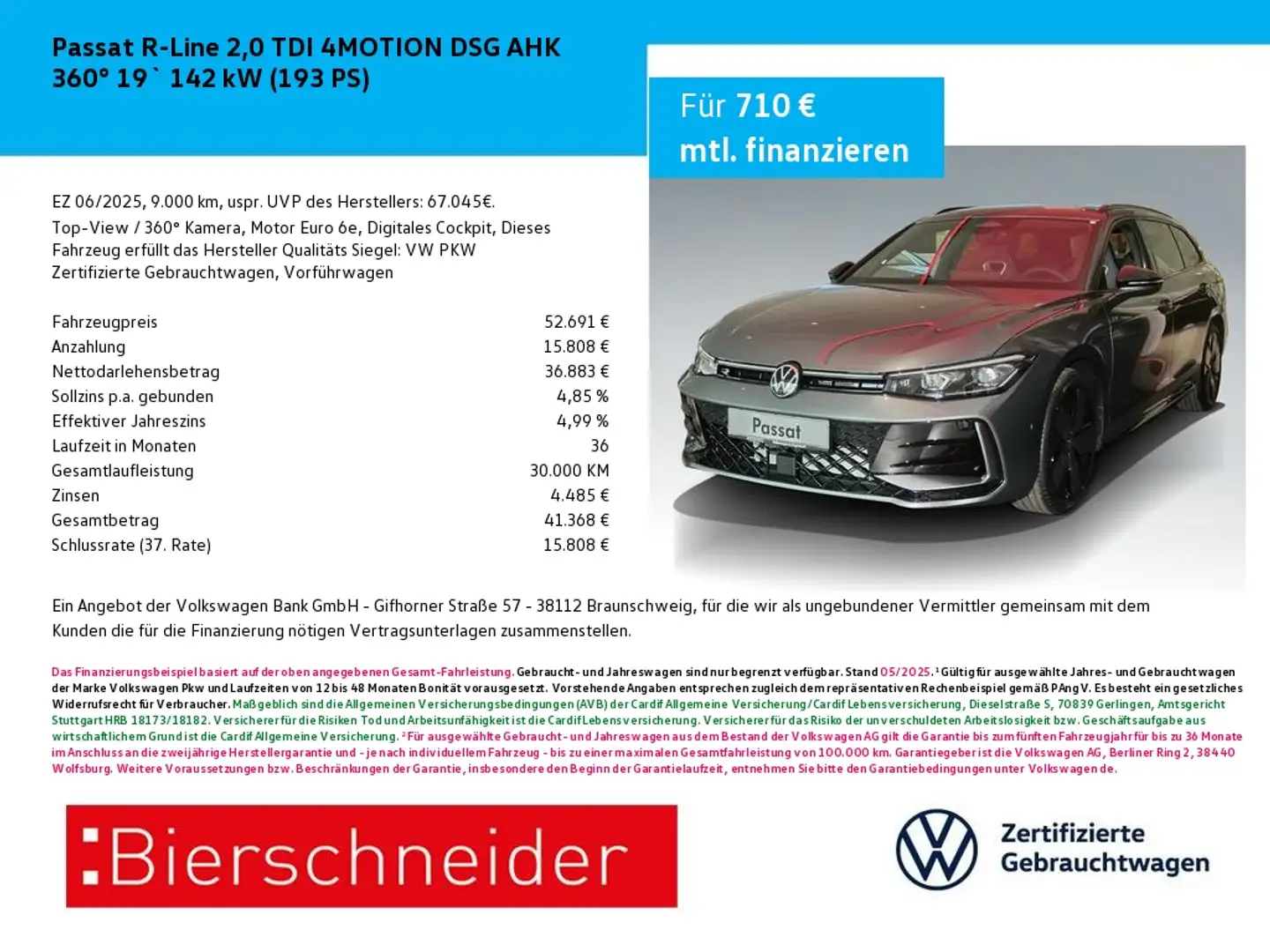 Volkswagen Passat R-Line 2,0 TDI 4MOTION DSG AHK 360° 19` Gris - 1