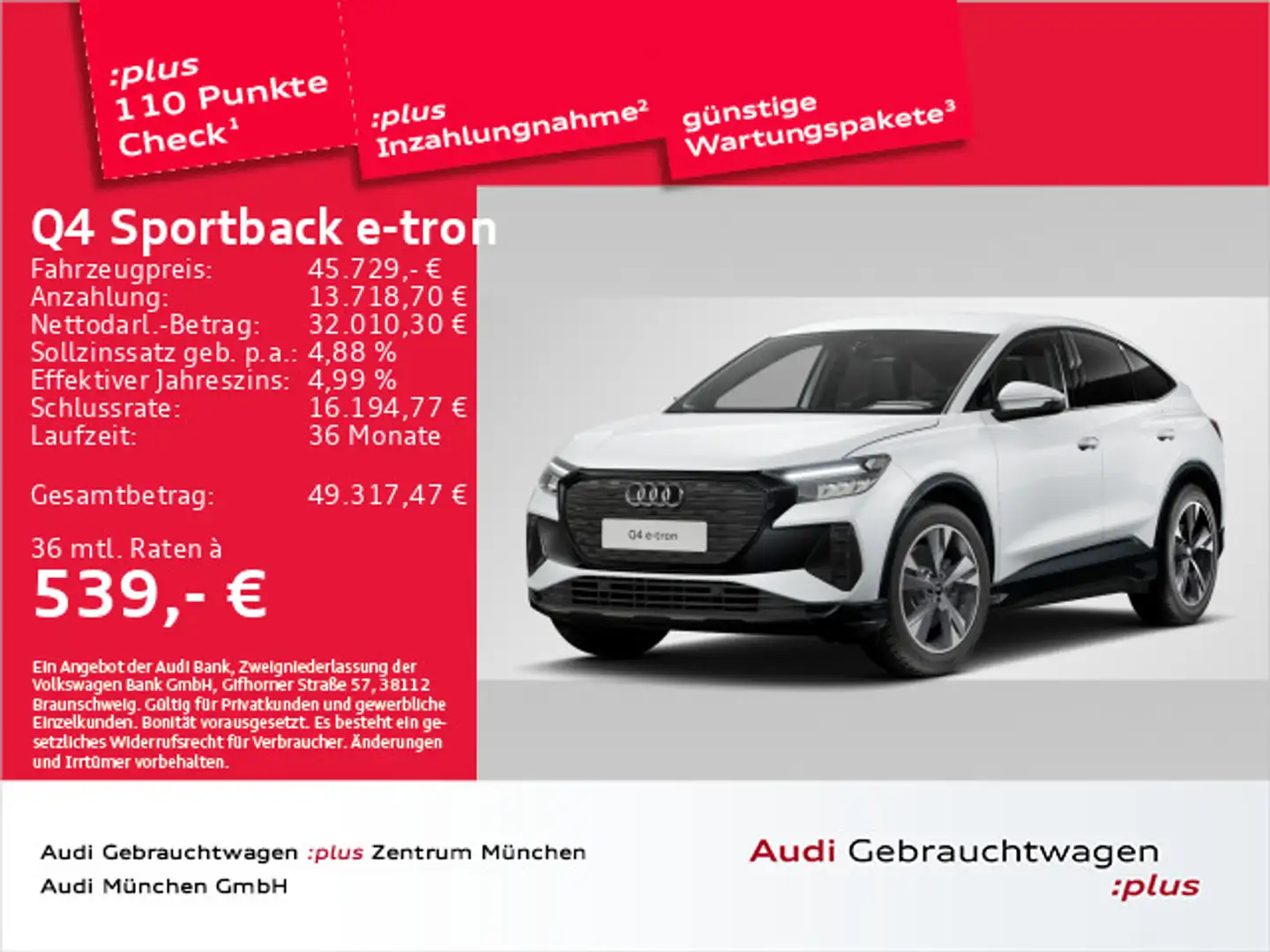 Audi Q4 e-tron 45 advanced AHK/20"Zoll Weiß - 1
