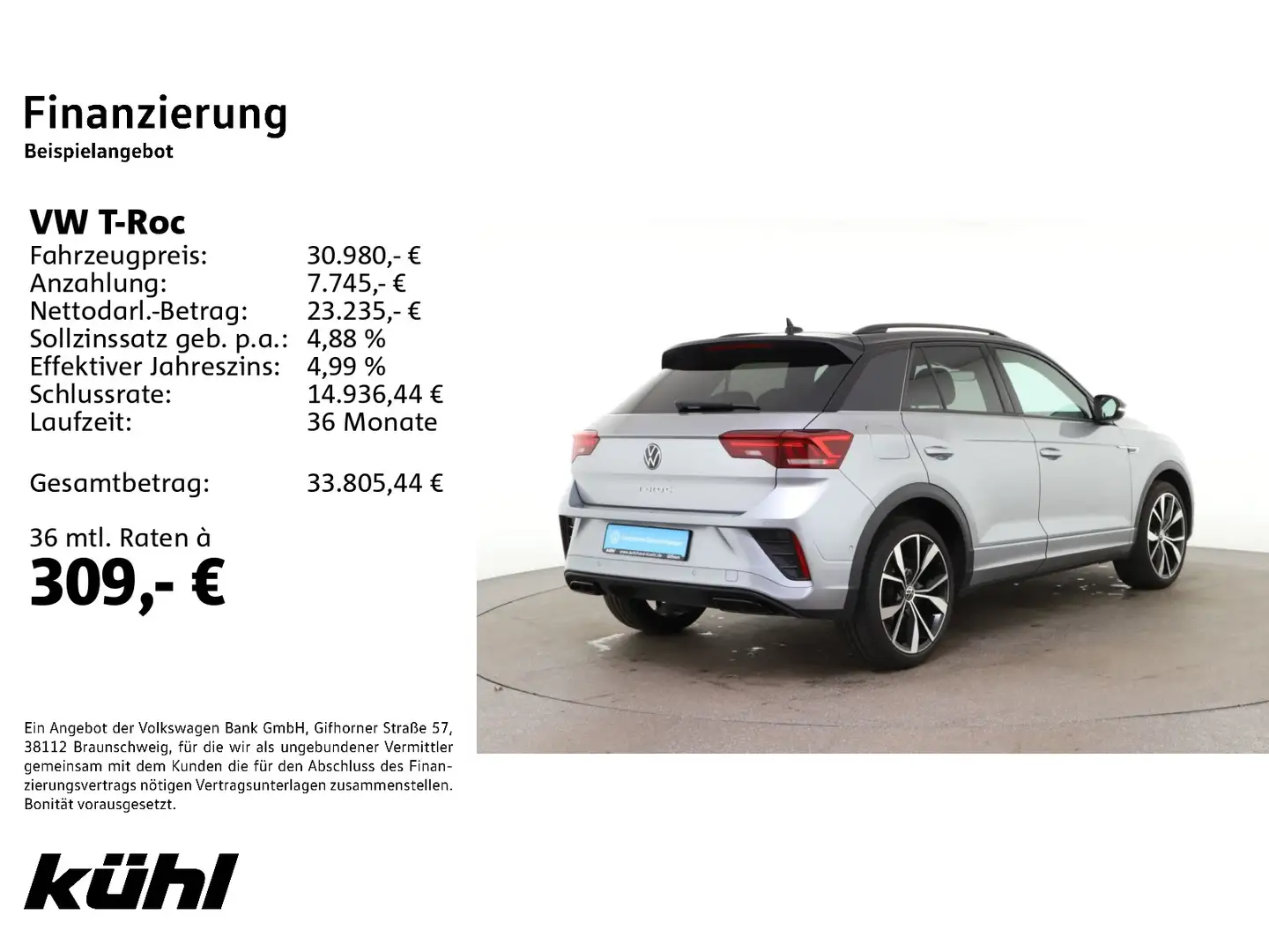 Volkswagen T-Roc 1.5 TSI DSG R-Line LED+ ACC Kamera App Nav Silber - 2