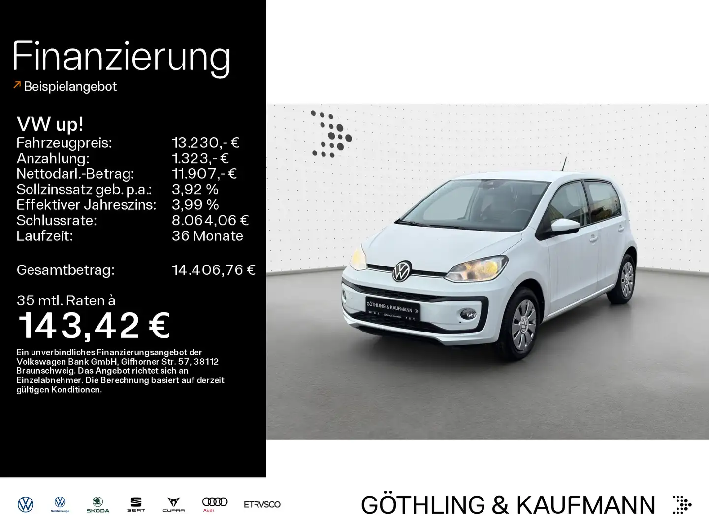 Volkswagen up! move up! 1.0 MPI*SHZ*KAM*PDC*GRA* Weiß - 1