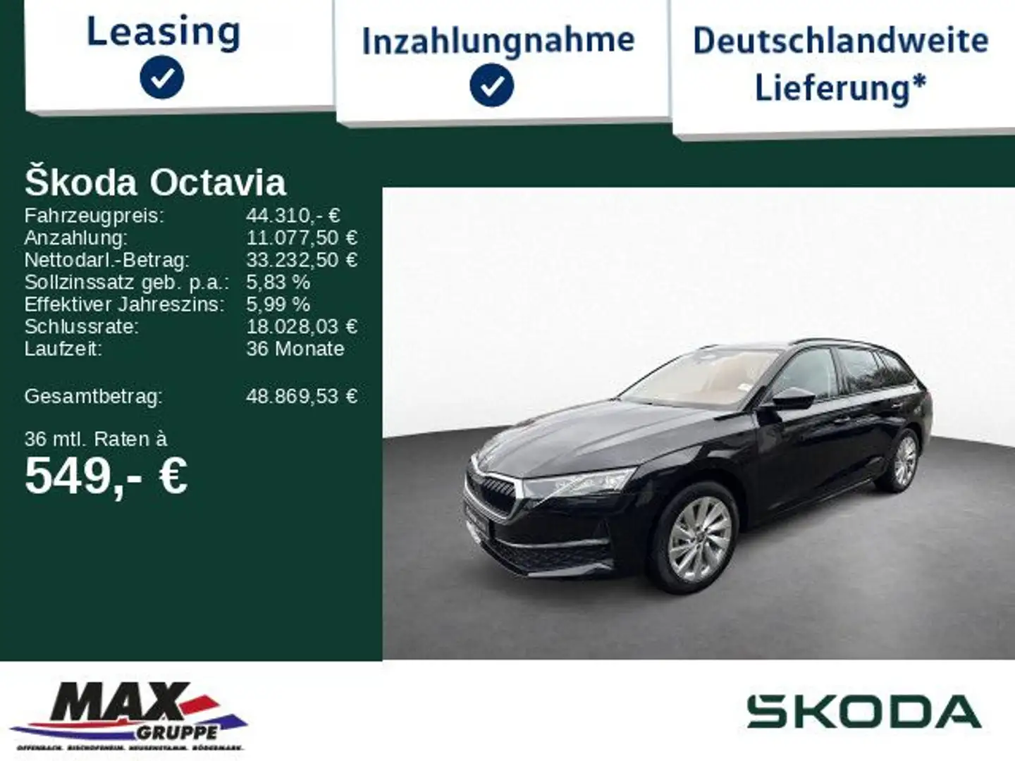 Skoda Octavia Combi Selection 1.5TSI mHEV LED+KEYLESS Schwarz - 1