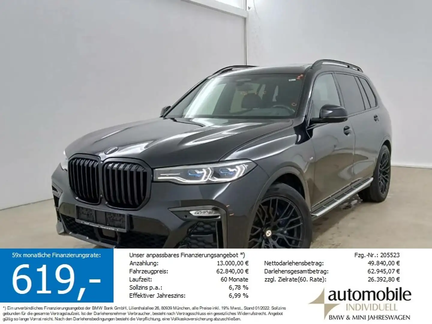 BMW X7 xDr 30d M Sportpaket Laser Standh HuD H&K Pan Noir - 1