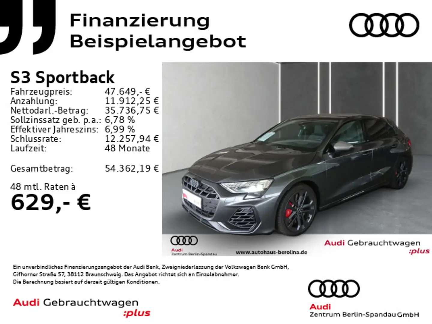 Audi S3 *PANO*SONOS*MATRIX*HuD*NAV+*R-CAM* Grau - 1