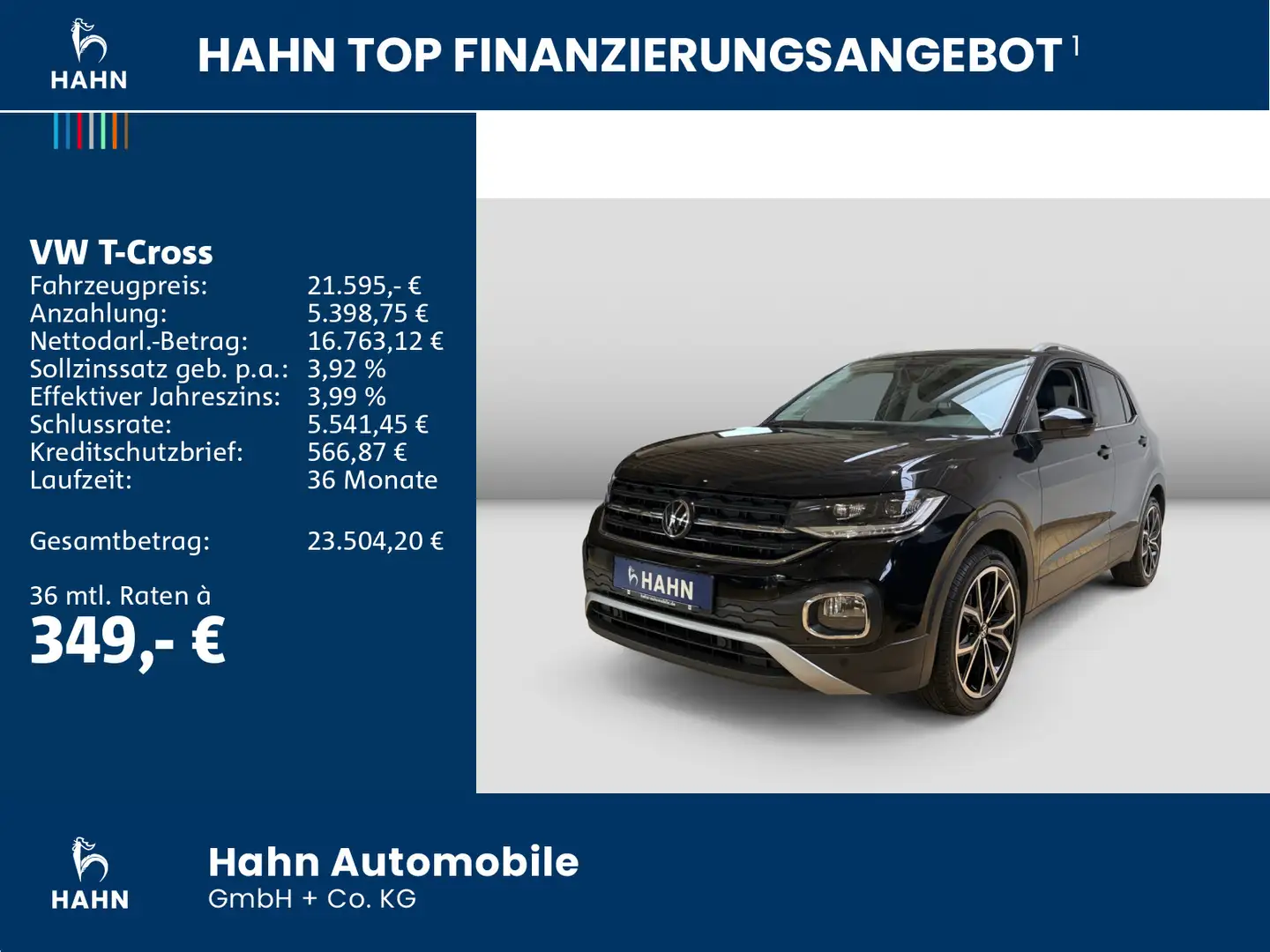 Volkswagen T-Cross 1.5TSI DSG Style LED Nav AHK ACC APP CAM Schwarz - 2