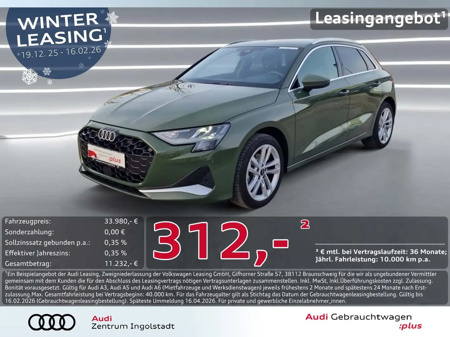 Audi A3 Sportback 30 TFSI NAVI+ AHK STHZG Advanced Grün - 1