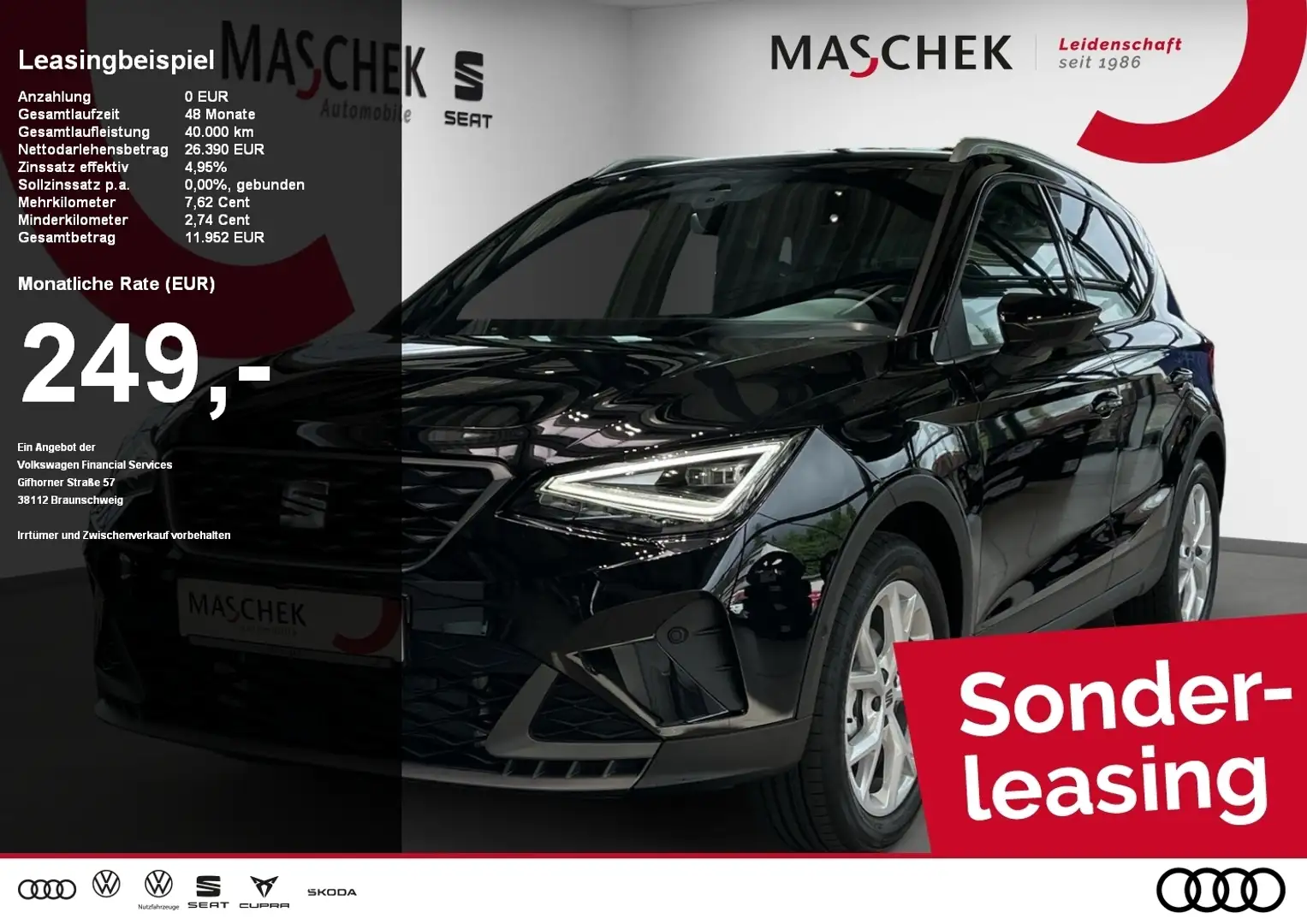 SEAT Arona FR 1.0 TSI DSG Navi Kamera LED ACC FLA ACC LM Schwarz - 1