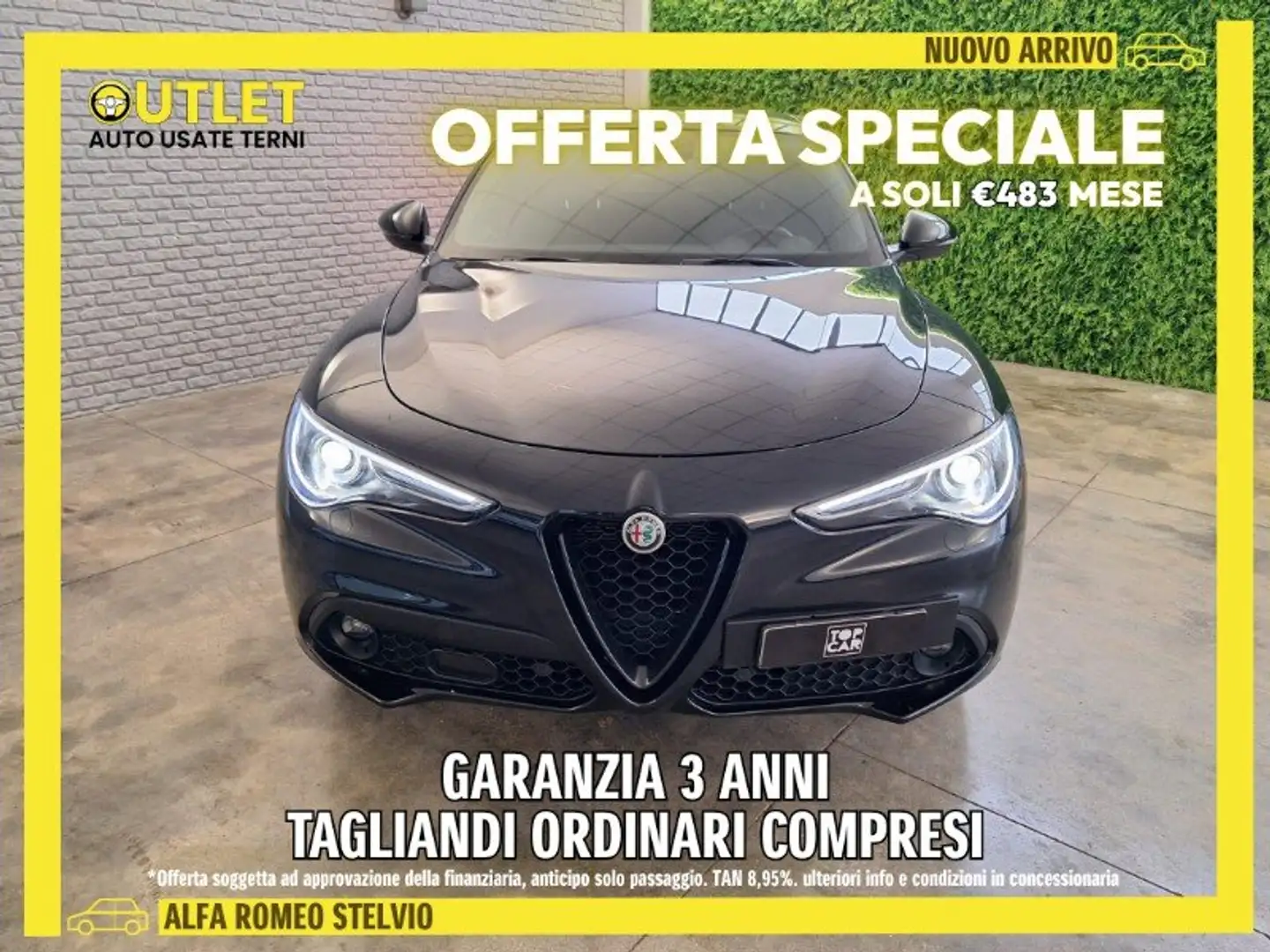 Alfa Romeo Stelvio 2.2 t VeloceQ4 210cv autoTUA SENZA ANTICIPO€483 Nero - 1