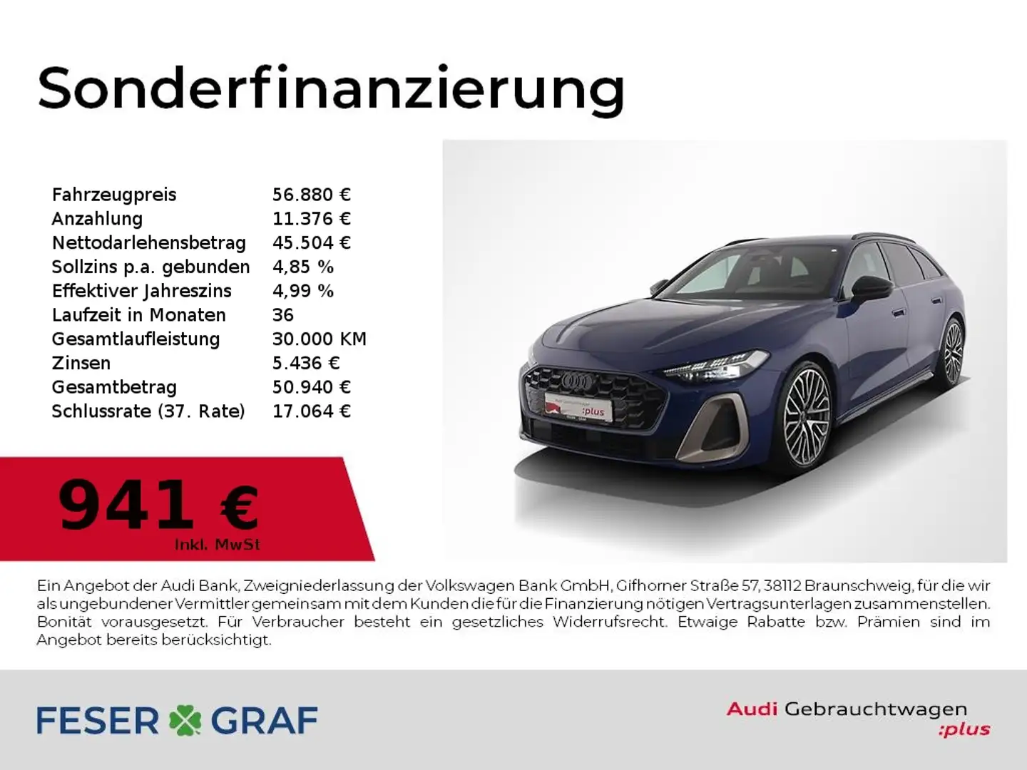 Audi A5 Avant 2.0 TDI edition one S tronic qu. Matrix Blau - 1